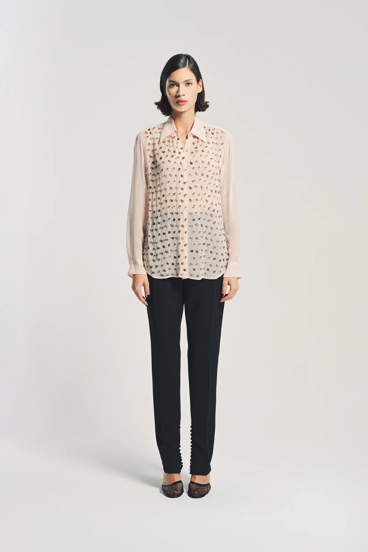 DRIES VAN NOTEN | LONG SLEEVE EMBELLISHED SHIRT