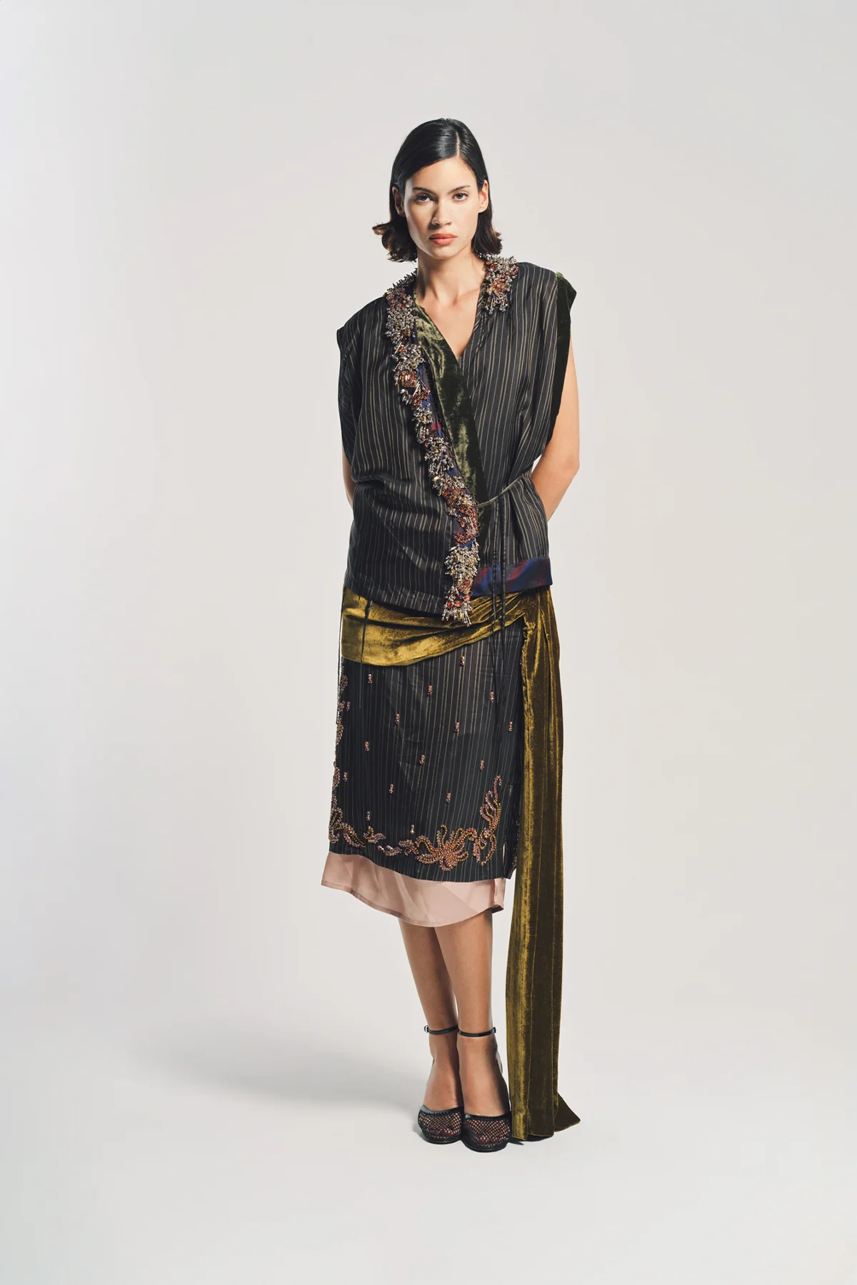 DRIES VAN NOTEN | STRIPE EMBELLISHED SKIRT