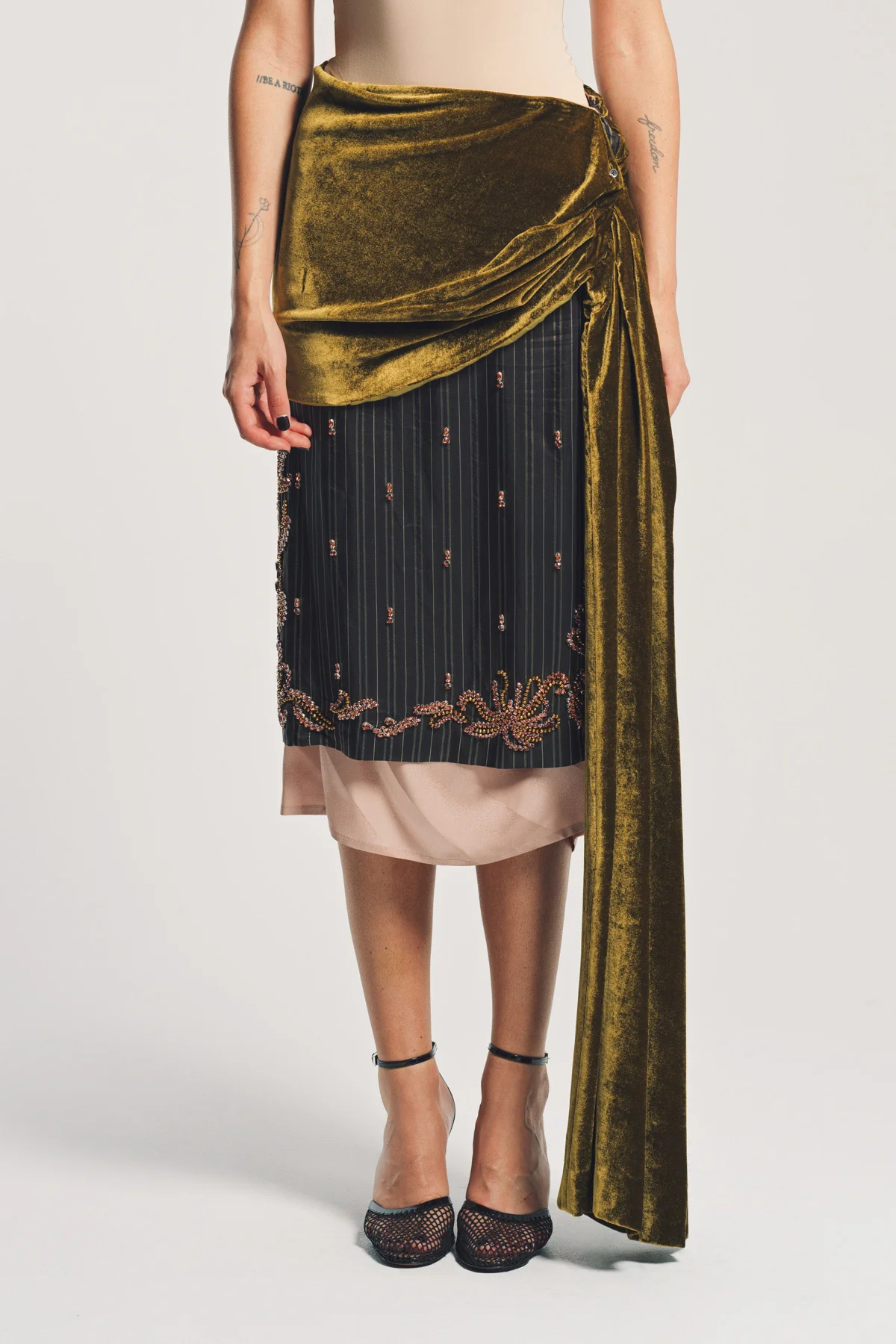 DRIES VAN NOTEN | STRIPE EMBELLISHED SKIRT - Image 2