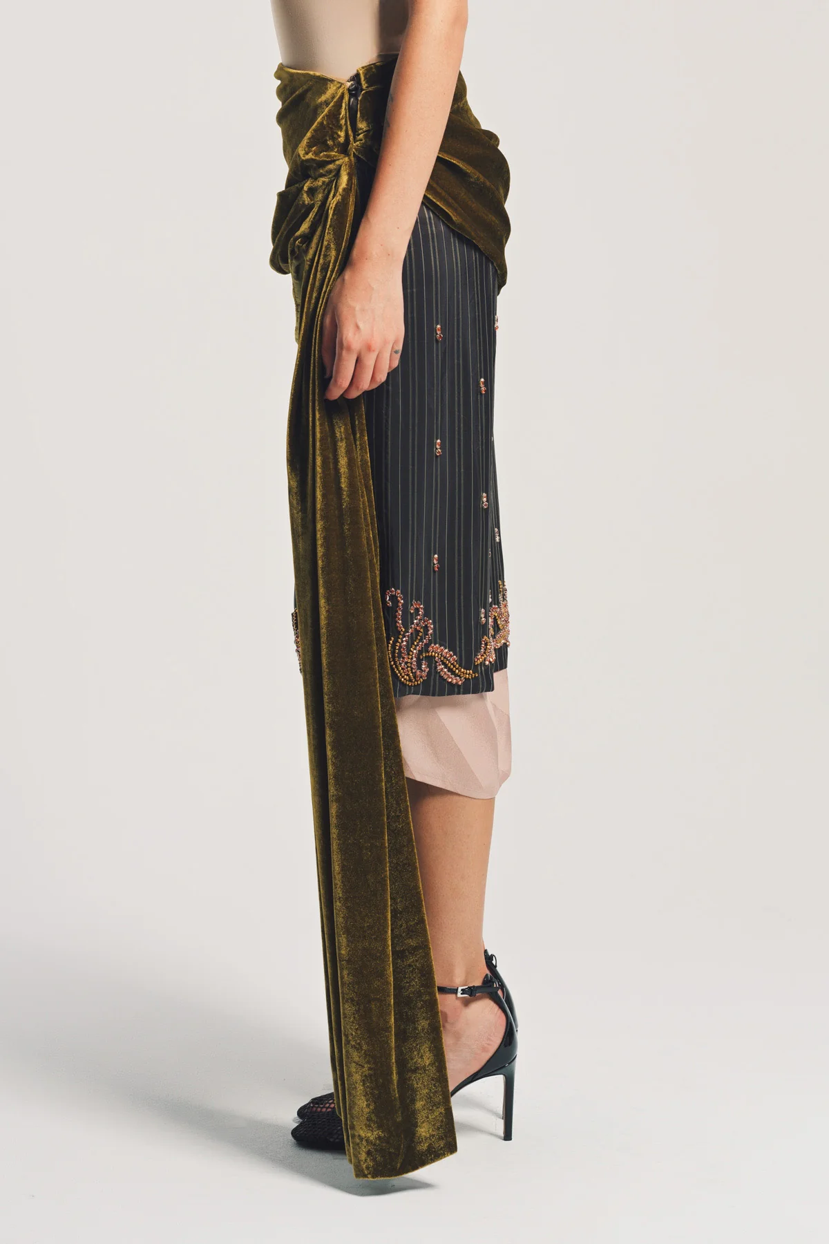 DRIES VAN NOTEN | STRIPE EMBELLISHED SKIRT - Image 3