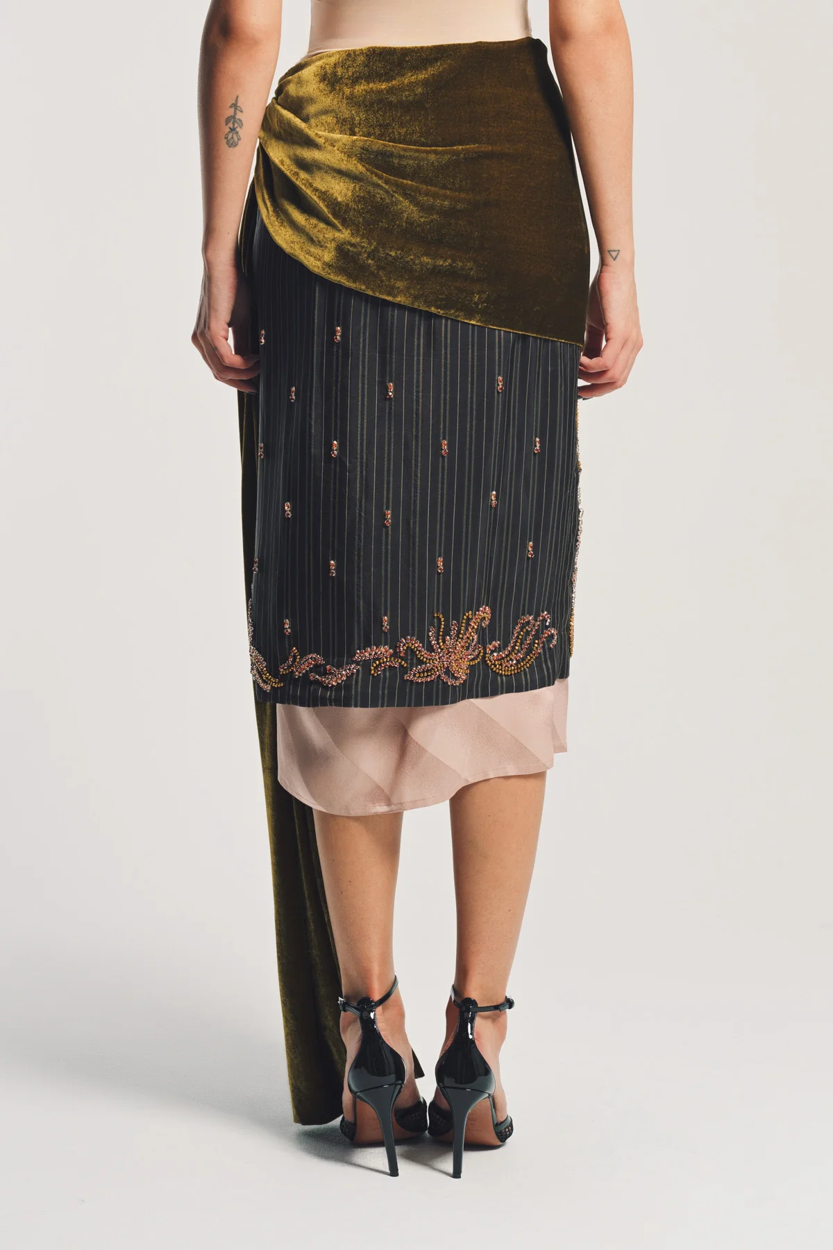 DRIES VAN NOTEN | STRIPE EMBELLISHED SKIRT - Image 4
