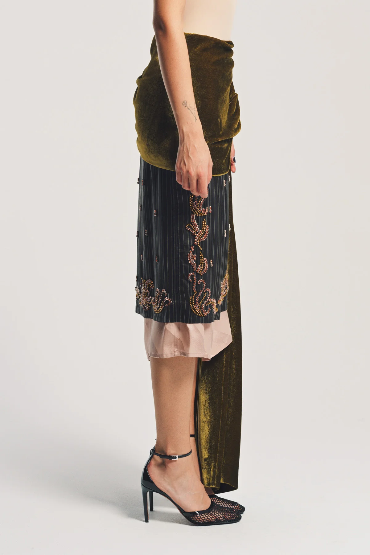 DRIES VAN NOTEN | STRIPE EMBELLISHED SKIRT - Image 5
