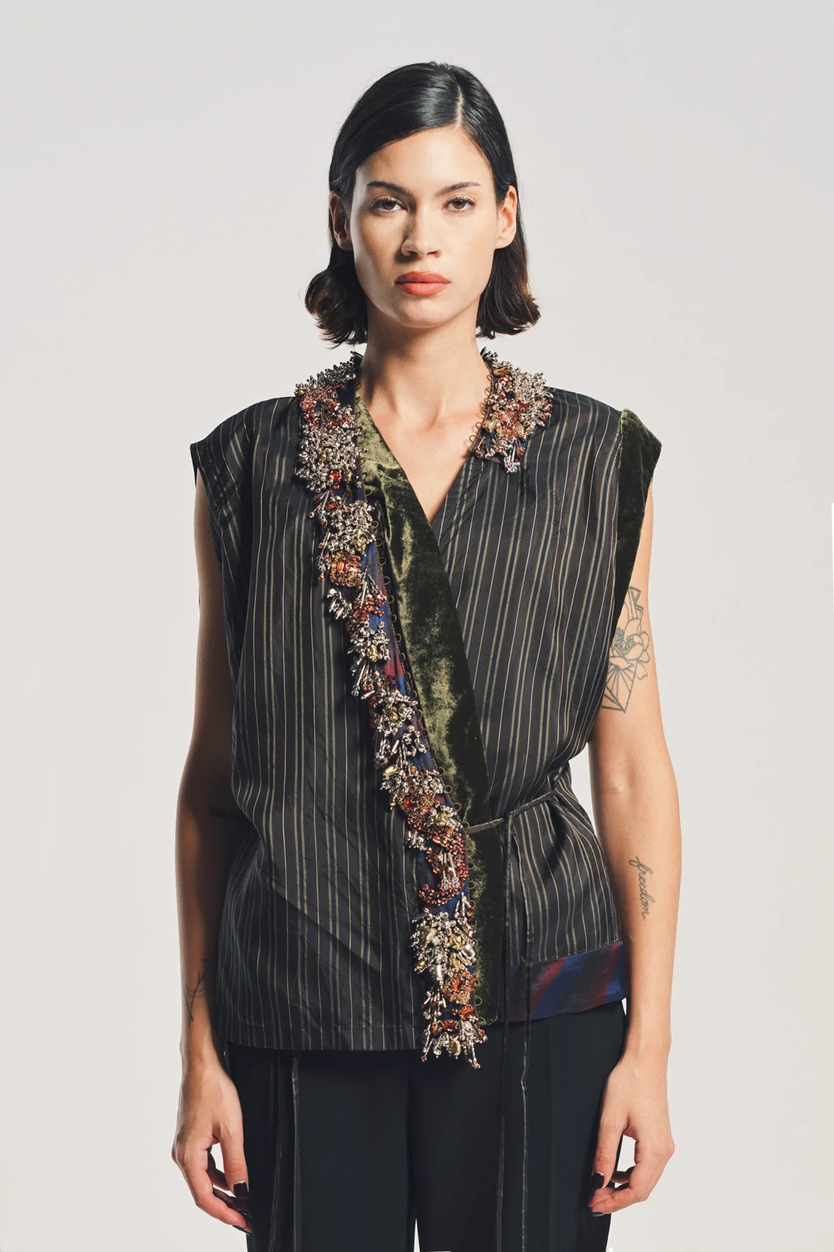 DRIES VAN NOTEN | STRIPE EMBROIDERED TOP - Image 2