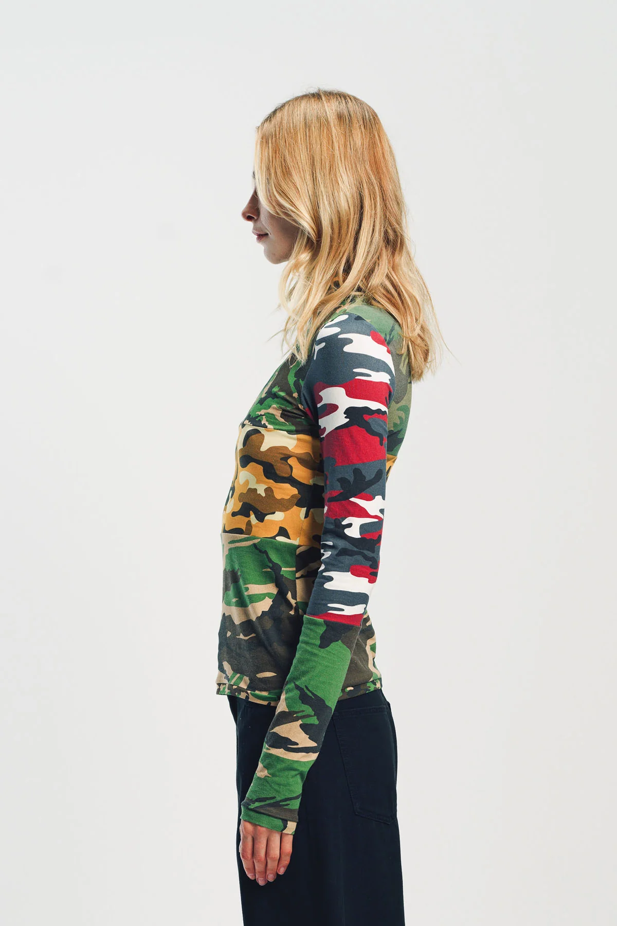 DURAN LANTINK | PATCHWORK CAMO JERSEY LONG SLEEVE TOP - Image 3