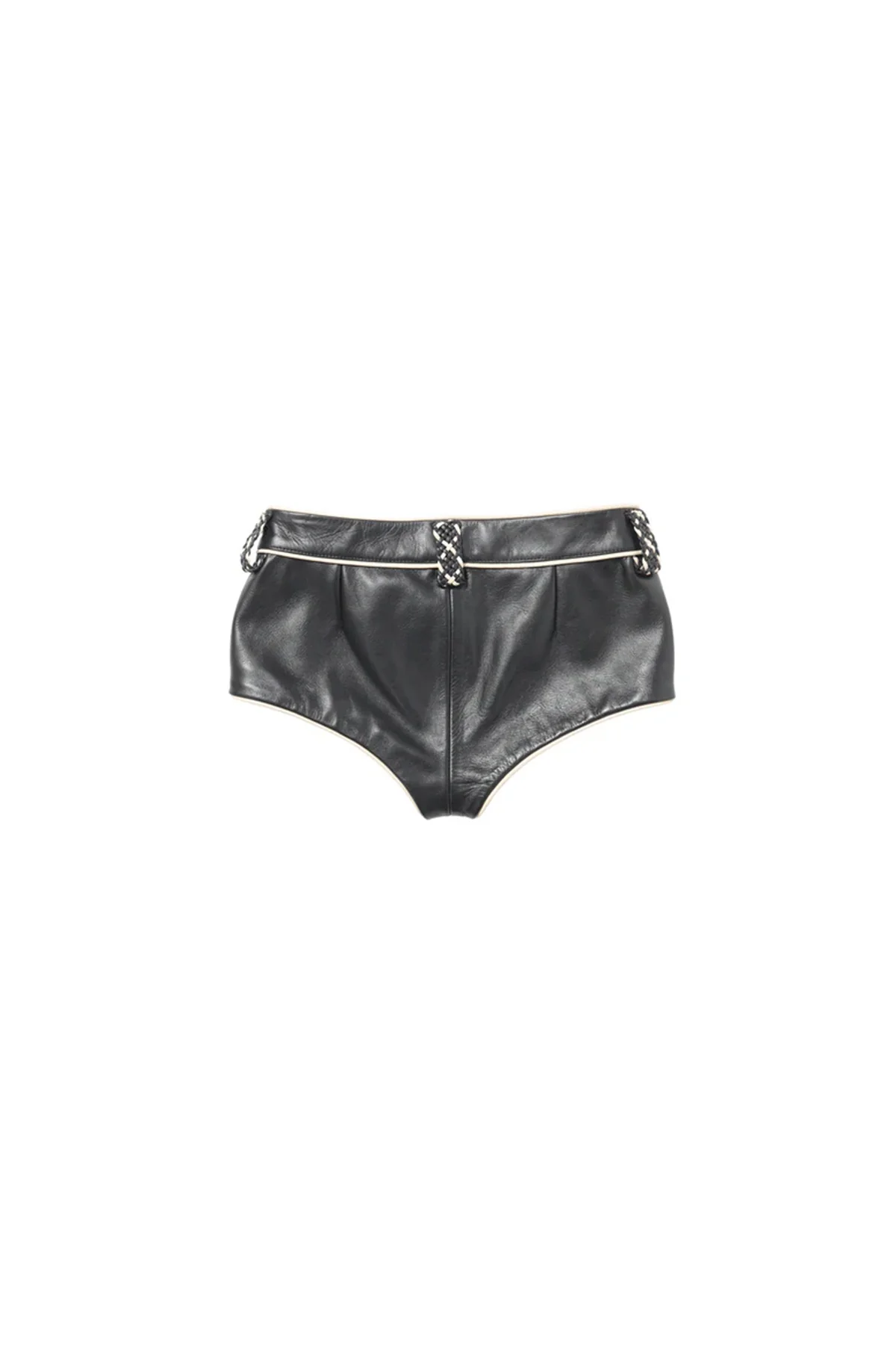ENFANTS RICHES DÉPRIMÉS | LEATHER MICRO SHORTS WITH BRAIDED BELT LOOPS - Image 2