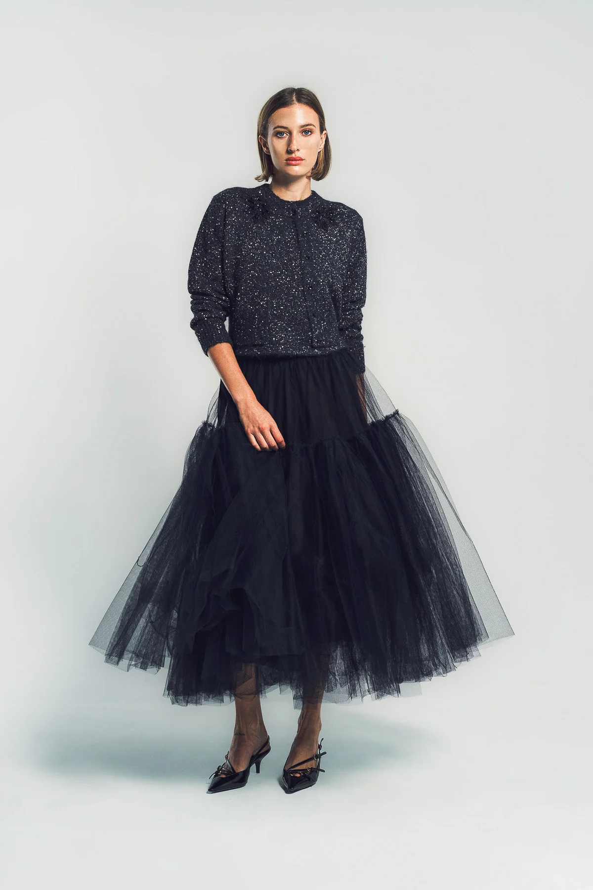 ERDEM | EMBELLISHED SEQUIN CROPPED CARDIGAN