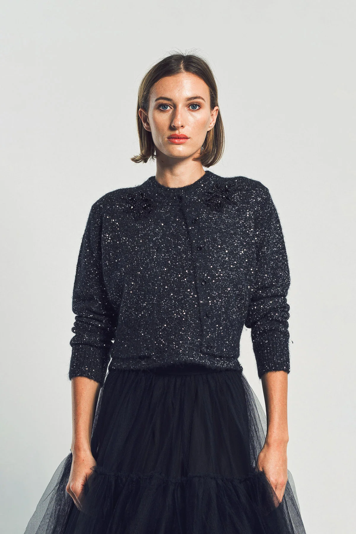 ERDEM | EMBELLISHED SEQUIN CROPPED CARDIGAN - Image 2