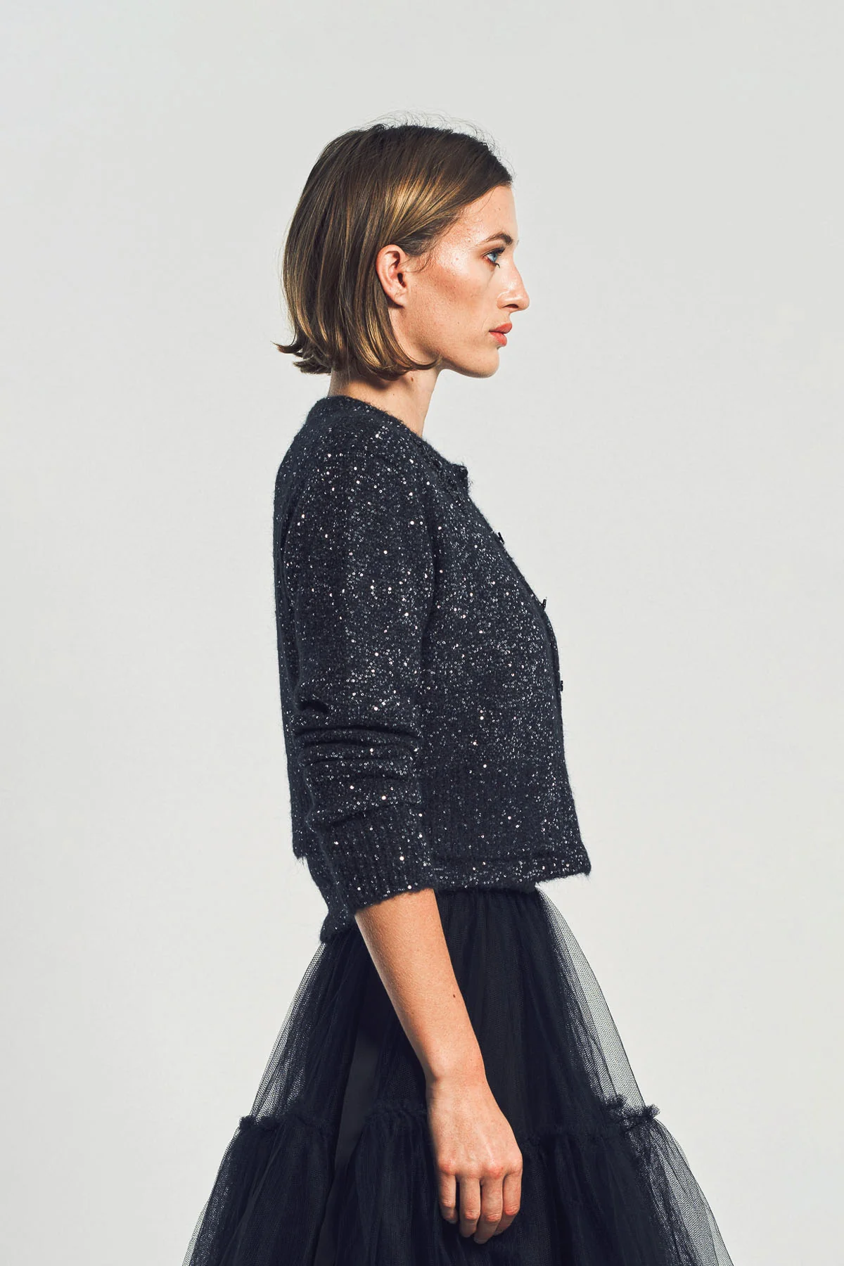 ERDEM | EMBELLISHED SEQUIN CROPPED CARDIGAN - Image 3