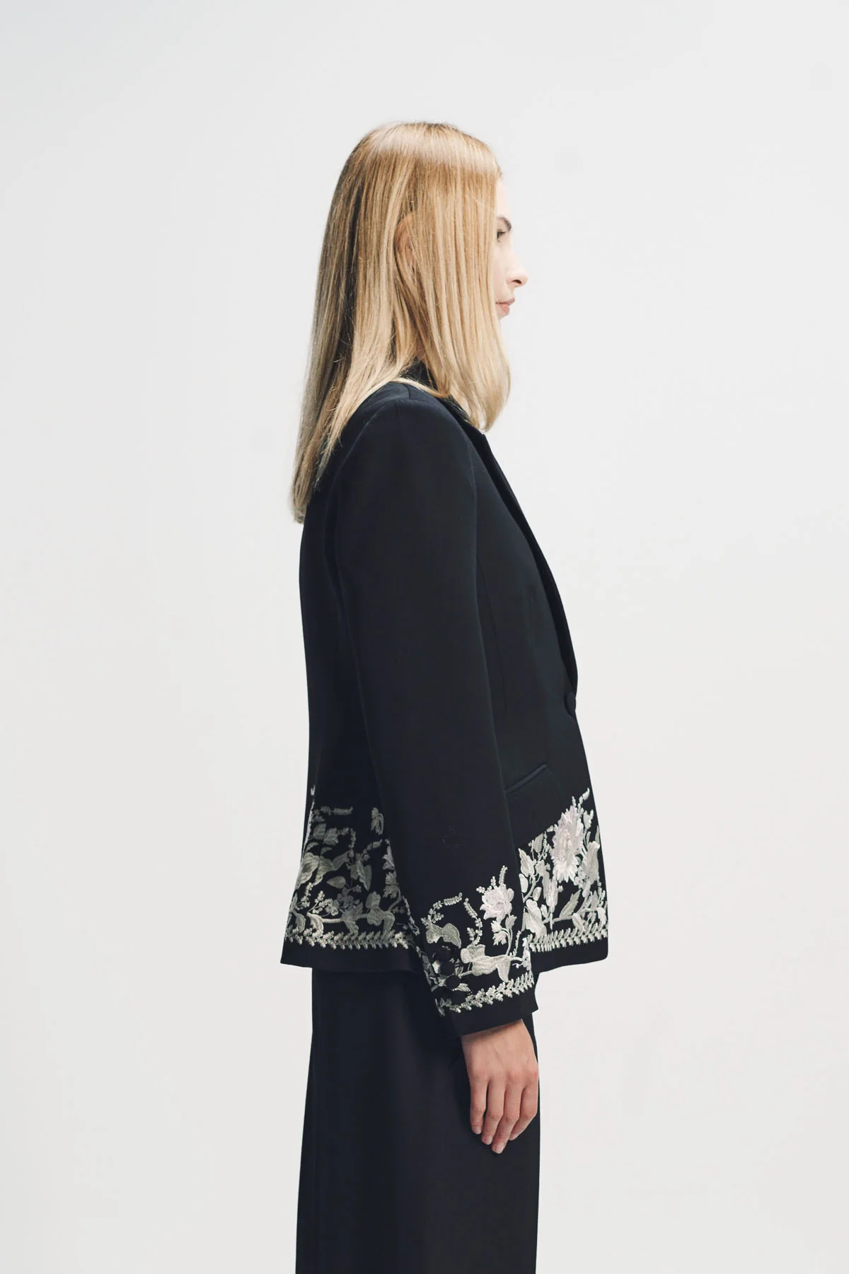 ERDEM | EMBROIDERED GRAIN DE POUDRE FITTED BLAZER - Image 5
