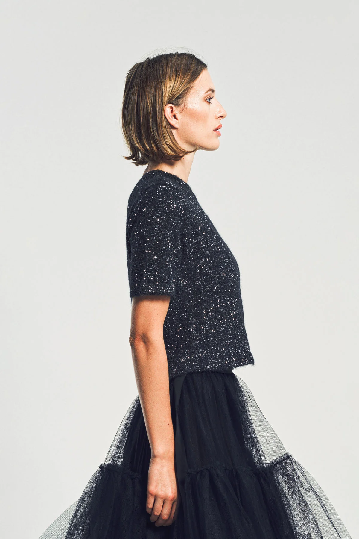 ERDEM | SEQUIN SHORT SLEEVE KNIT TOP - Image 3