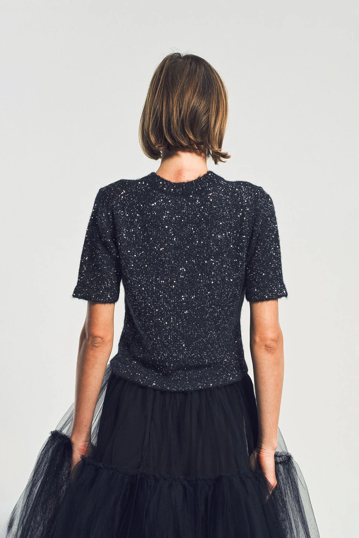 ERDEM | SEQUIN SHORT SLEEVE KNIT TOP - Image 4
