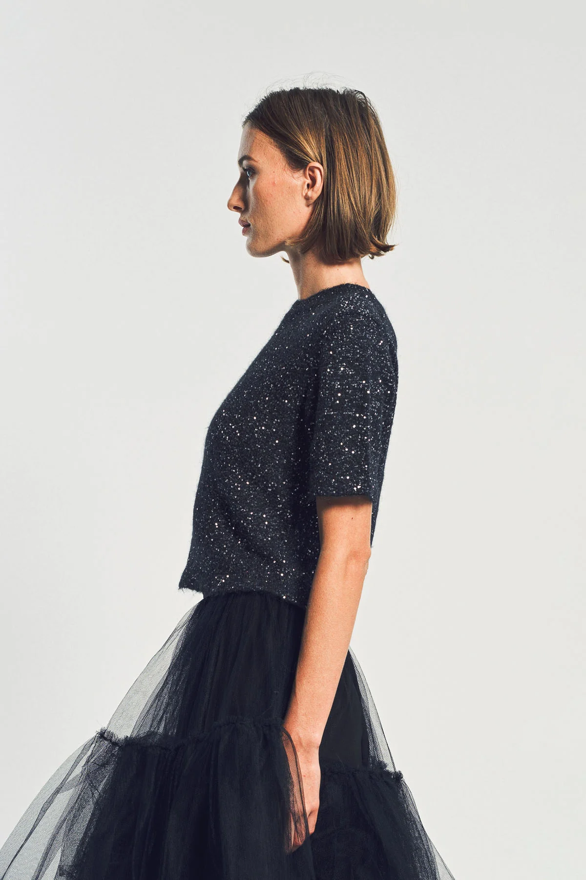 ERDEM | SEQUIN SHORT SLEEVE KNIT TOP - Image 5