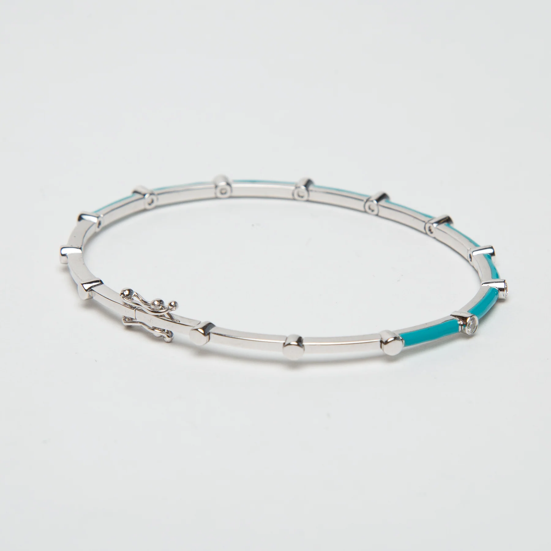 FIYA JEWELLERY | TURQUOISE ENAMEL DIAMOND BRACELET - Image 2