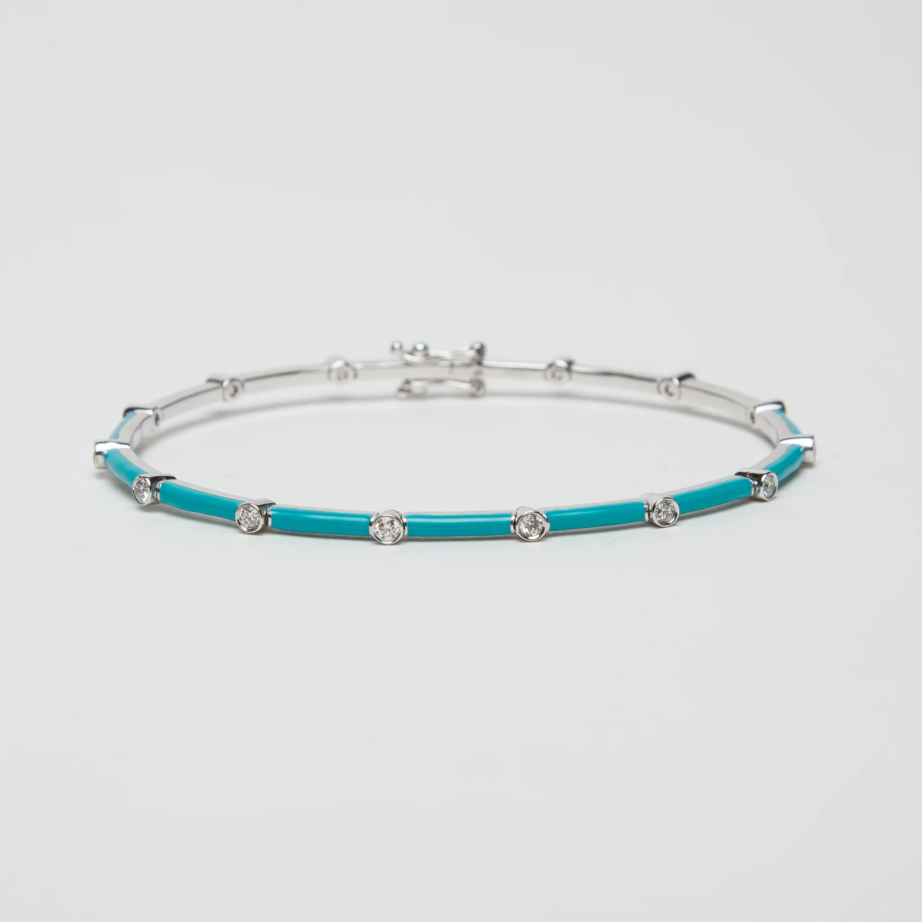 FIYA JEWELLERY | TURQUOISE ENAMEL DIAMOND BRACELET - Image 3