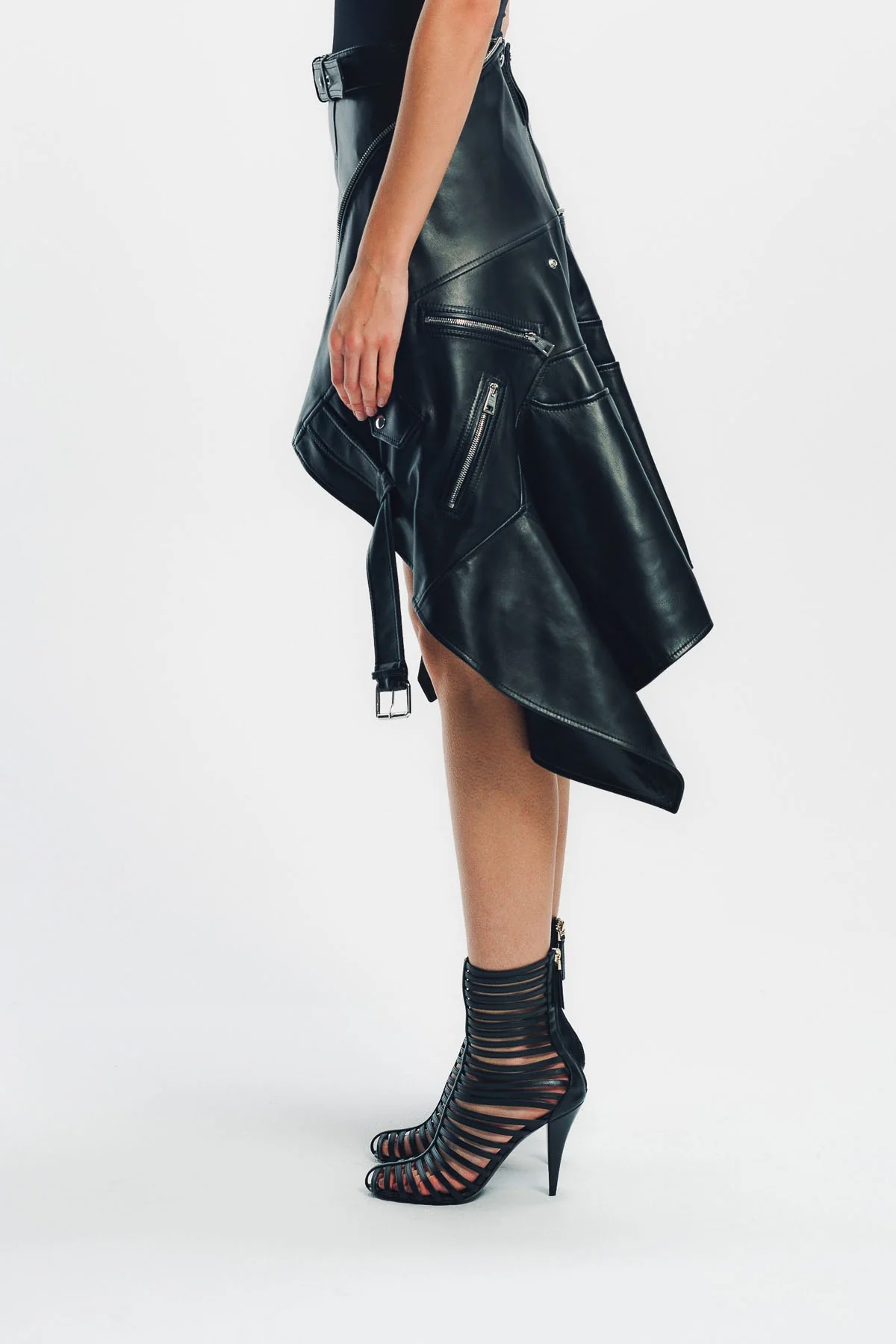 GIVENCHY | ASYMMETRIC LEATHER BIKER SKIRT - Image 3