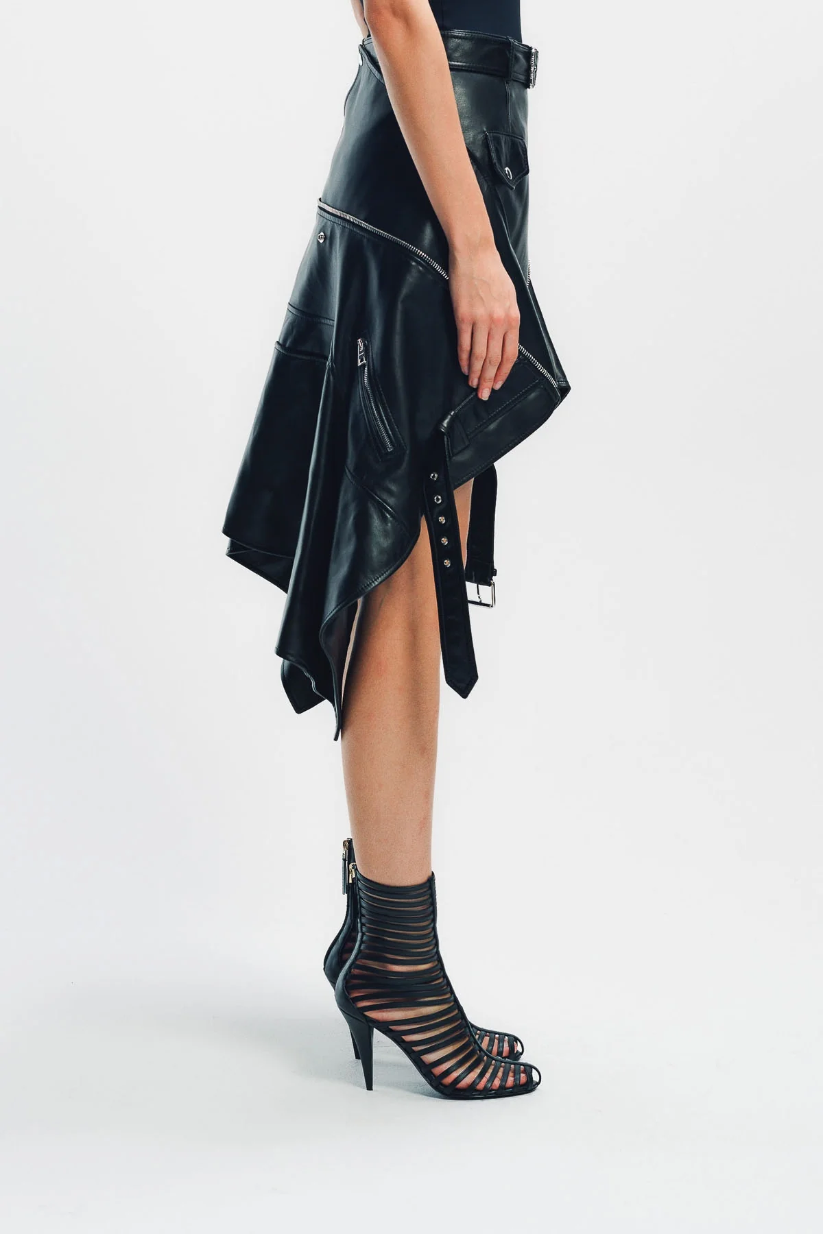 GIVENCHY | ASYMMETRIC LEATHER BIKER SKIRT - Image 5