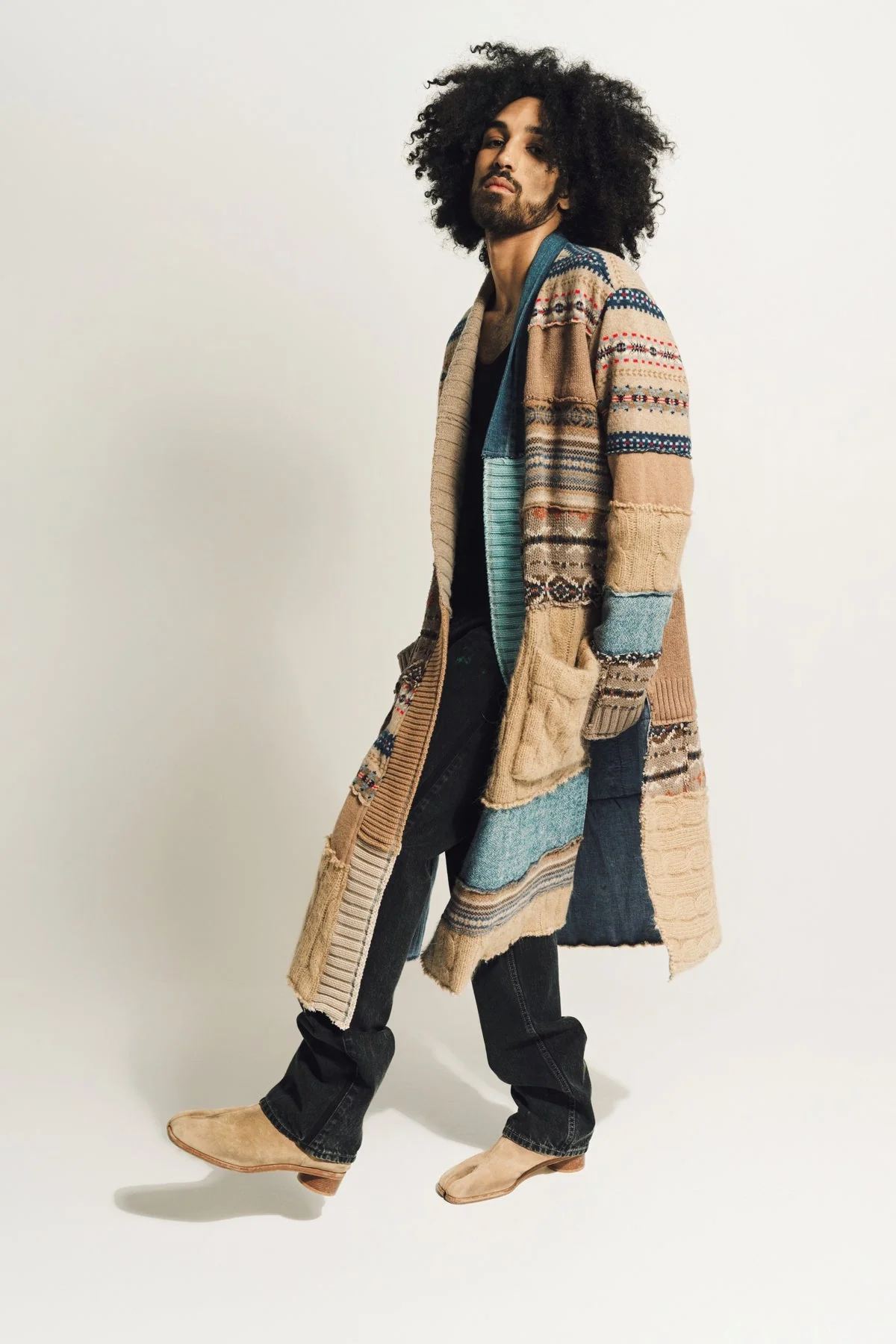 GREG LAUREN | FAIRISLE STITCHWORK LONG GL1 SWEATER - Image 2
