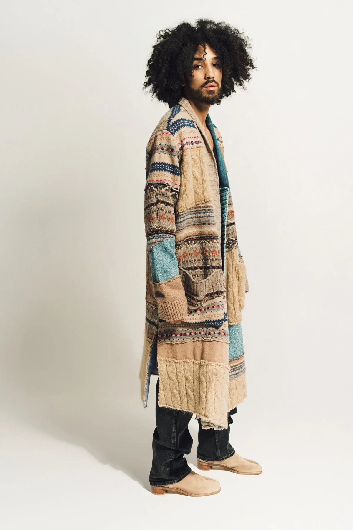 GREG LAUREN | FAIRISLE STITCHWORK LONG GL1 SWEATER - Image 4