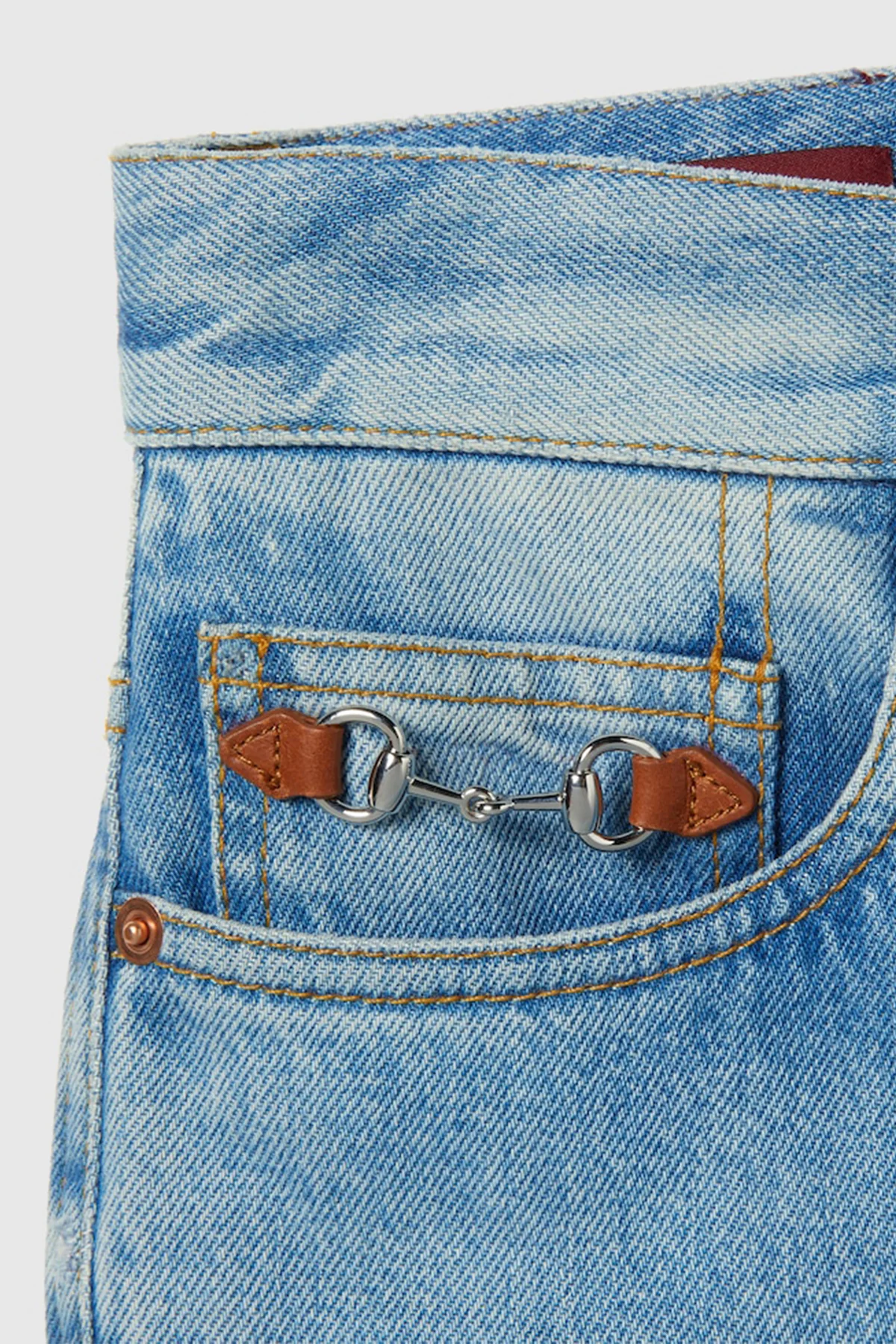 GUCCI | FLARED BLEACHED COTTON DENIM PANTS - Image 2