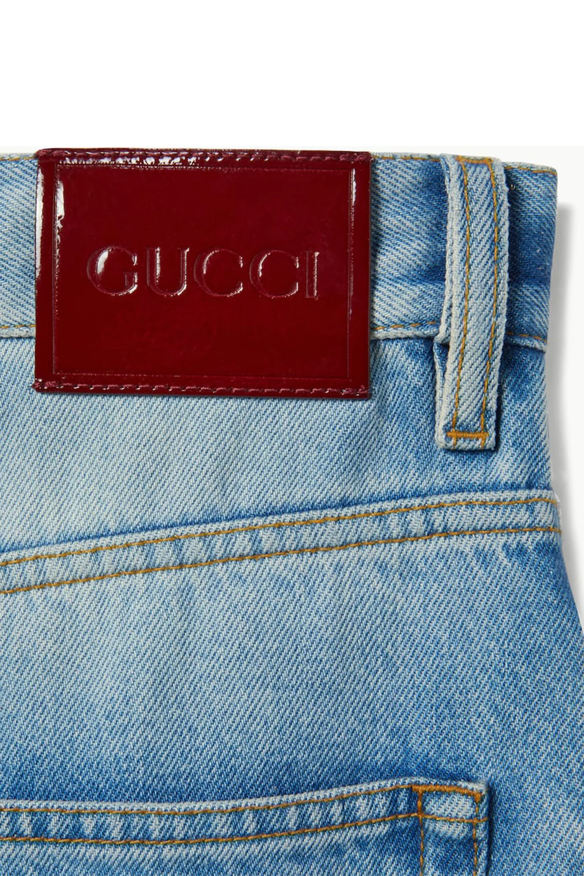 GUCCI | FLARED BLEACHED COTTON DENIM PANTS - Image 3