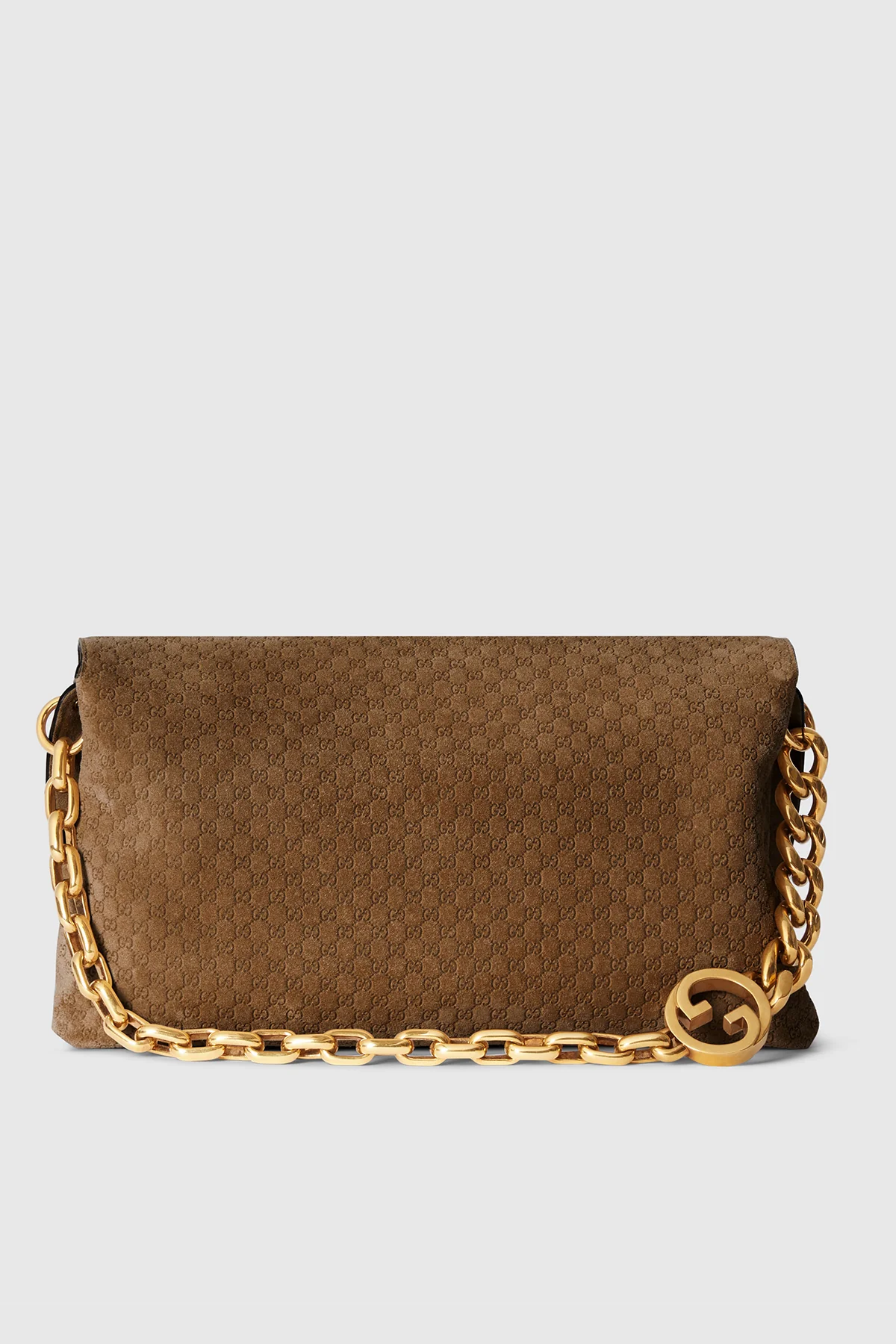 GUCCI | LARGE SUEDE SHOULDER BAG WITH CHAIN - Image 2
