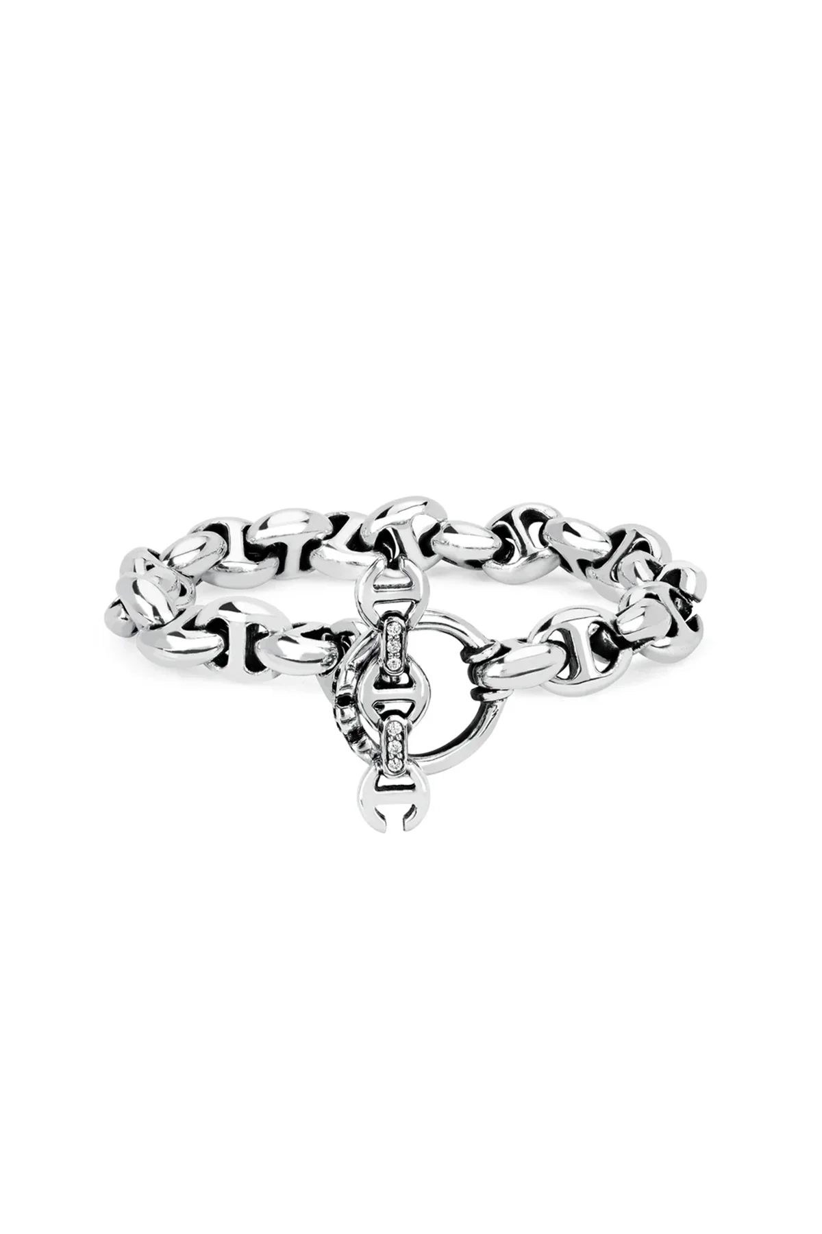 HOORSENBUHS | 10MM STERLING SILVER OPEN LINK DIAMOND BRACELET - Image 2