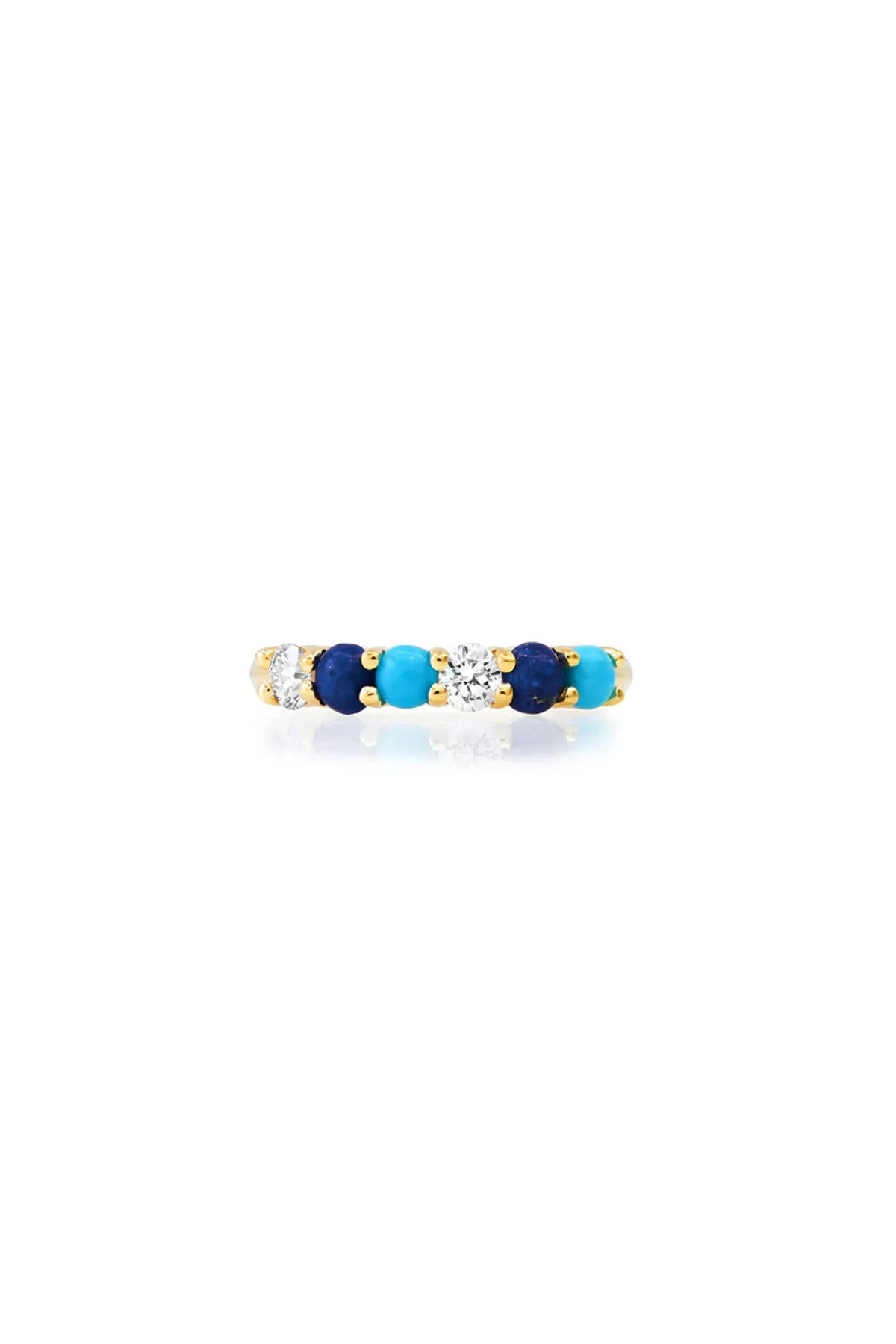 JENNIFER MEYER | 4-PRONG DIAMOND, TURQUOISE, AND LAPIS RING - Image 2