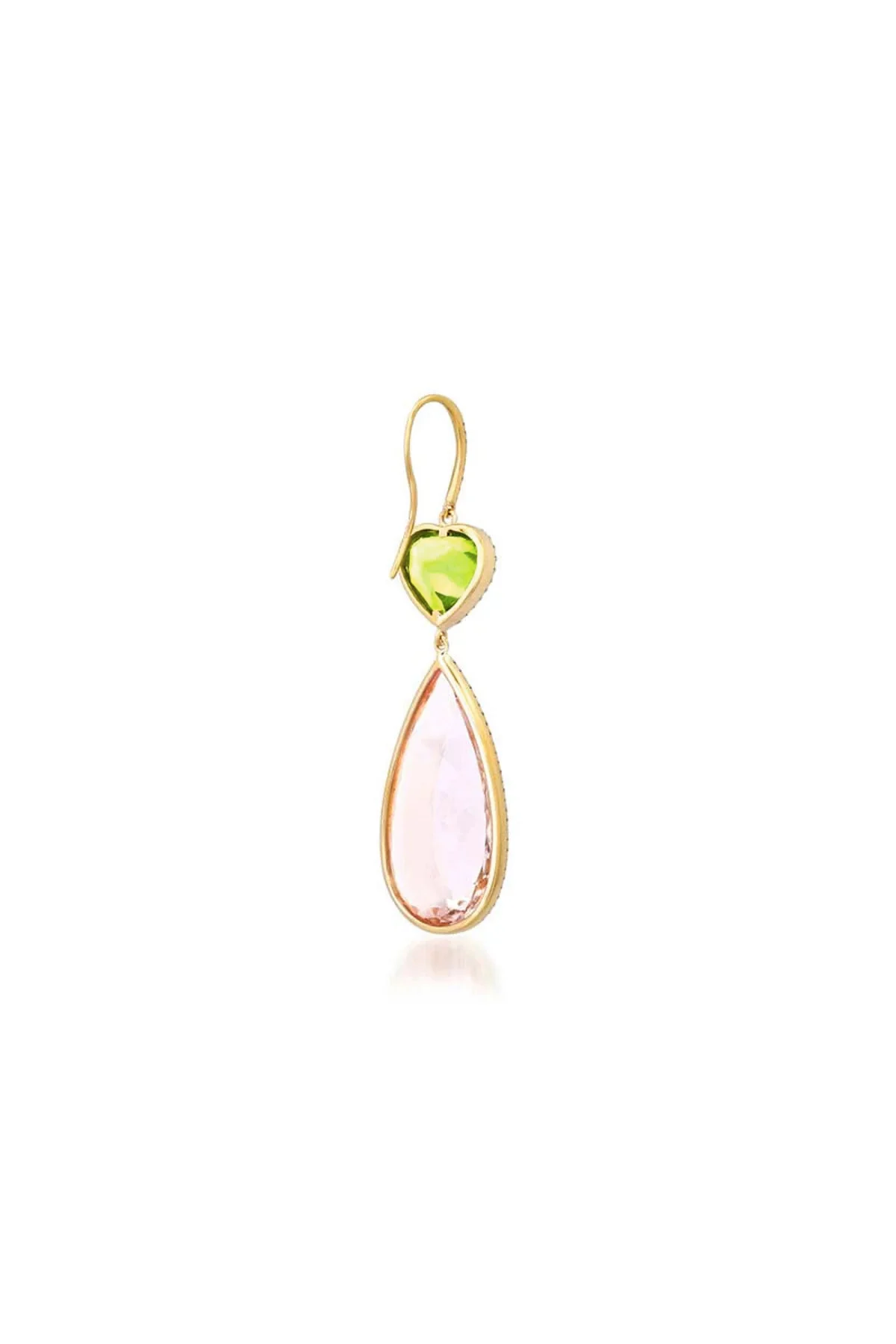 JENNIFER MEYER | ONE-OF-A-KIND PERIDOT HEART AND MORGANITE TEARDROP EARRINGS - Image 3