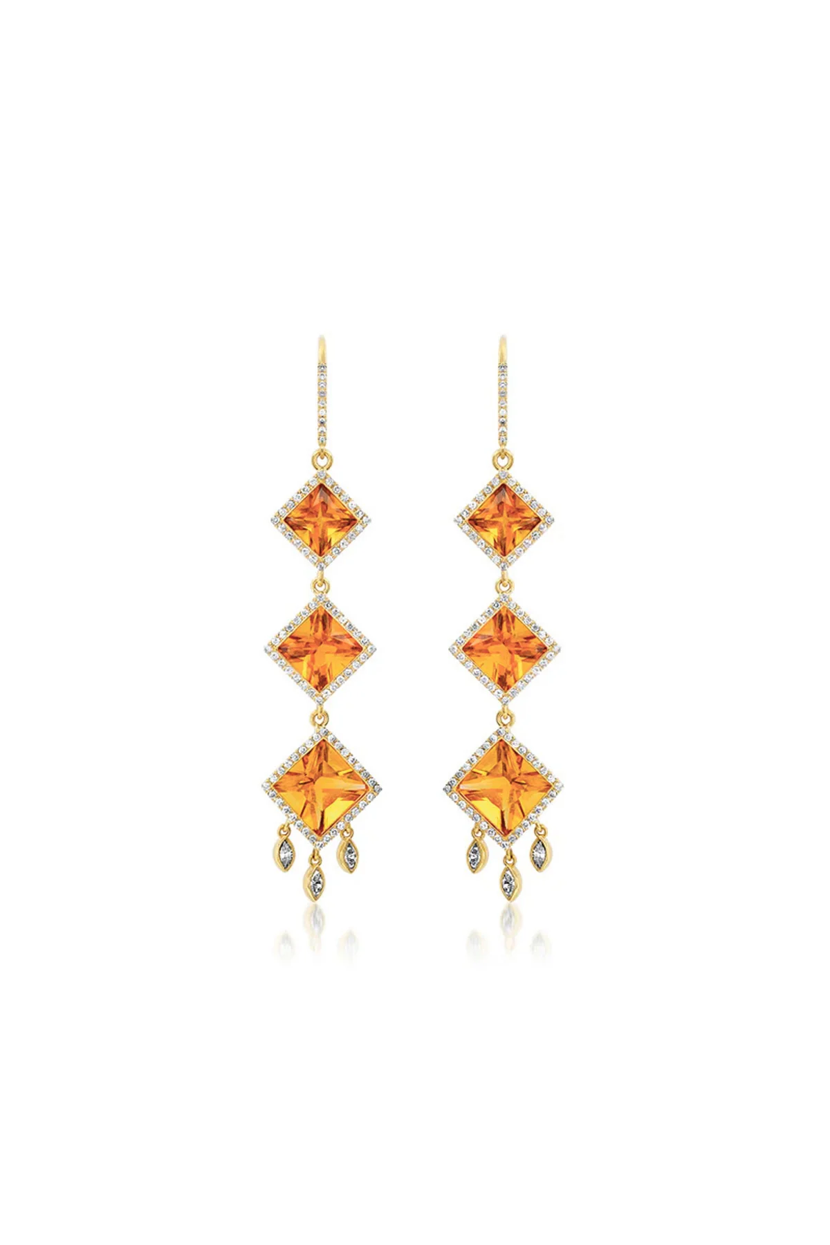 JENNIFER MEYER | ONE-OF-A-KIND PRINCESS-CUT CITRINE AND DIAMOND EARRINGS