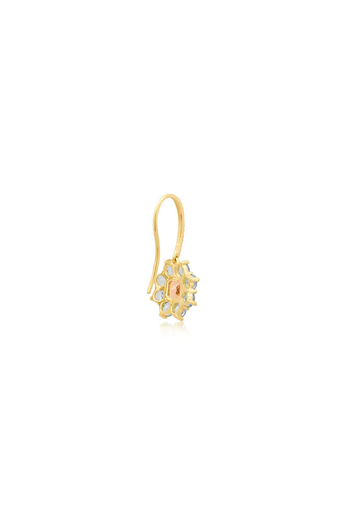 JENNIFER MEYER | PETITE STATEMENT AQUAMARINE FLOWER DROP EARRINGS WITH MORGANITE CENTER - Image 3