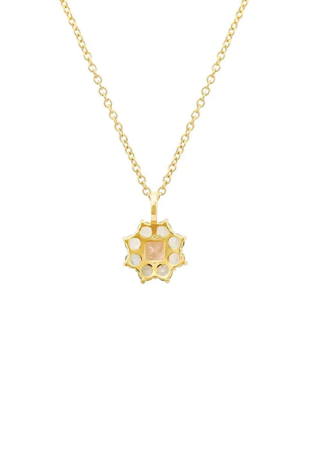 JENNIFER MEYER | PETITE STATEMENT AQUAMARINE FLOWER PENDANT NECKLACE WITH MORGANITE CENTER - Image 2