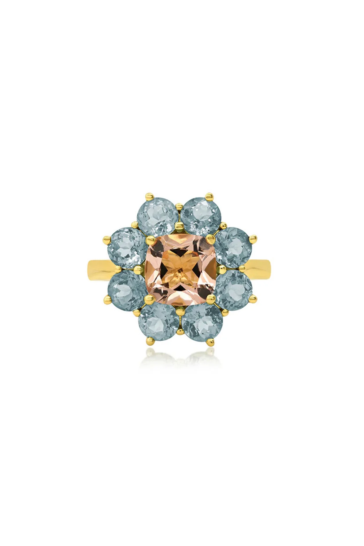 JENNIFER MEYER | STATEMENT AQUAMARINE FLOWER RING WITH MORGANITE CENTER - Image 2