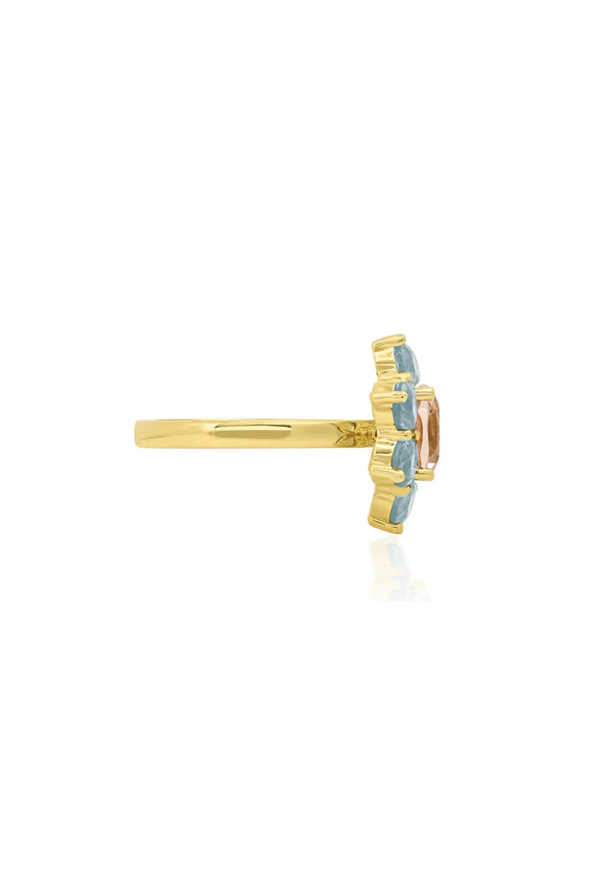 JENNIFER MEYER | STATEMENT AQUAMARINE FLOWER RING WITH MORGANITE CENTER - Image 3