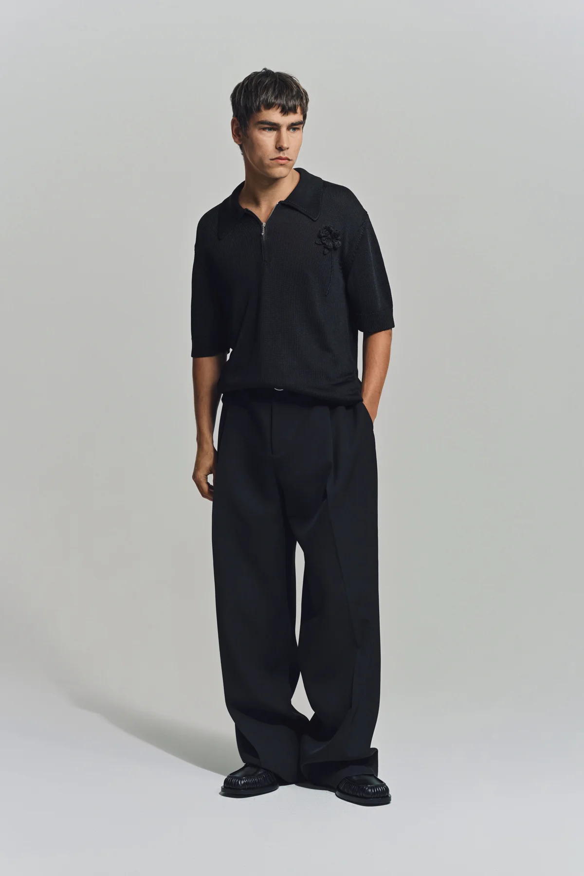 JIL SANDER | CROCHET FLOWER POLO