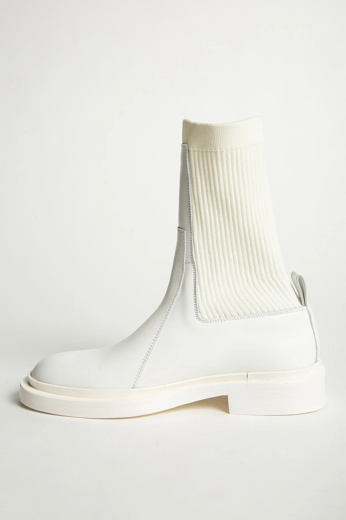 JIL SANDER | ELASTIC ANKLE WHITE LEATHER BOOTS - Image 2