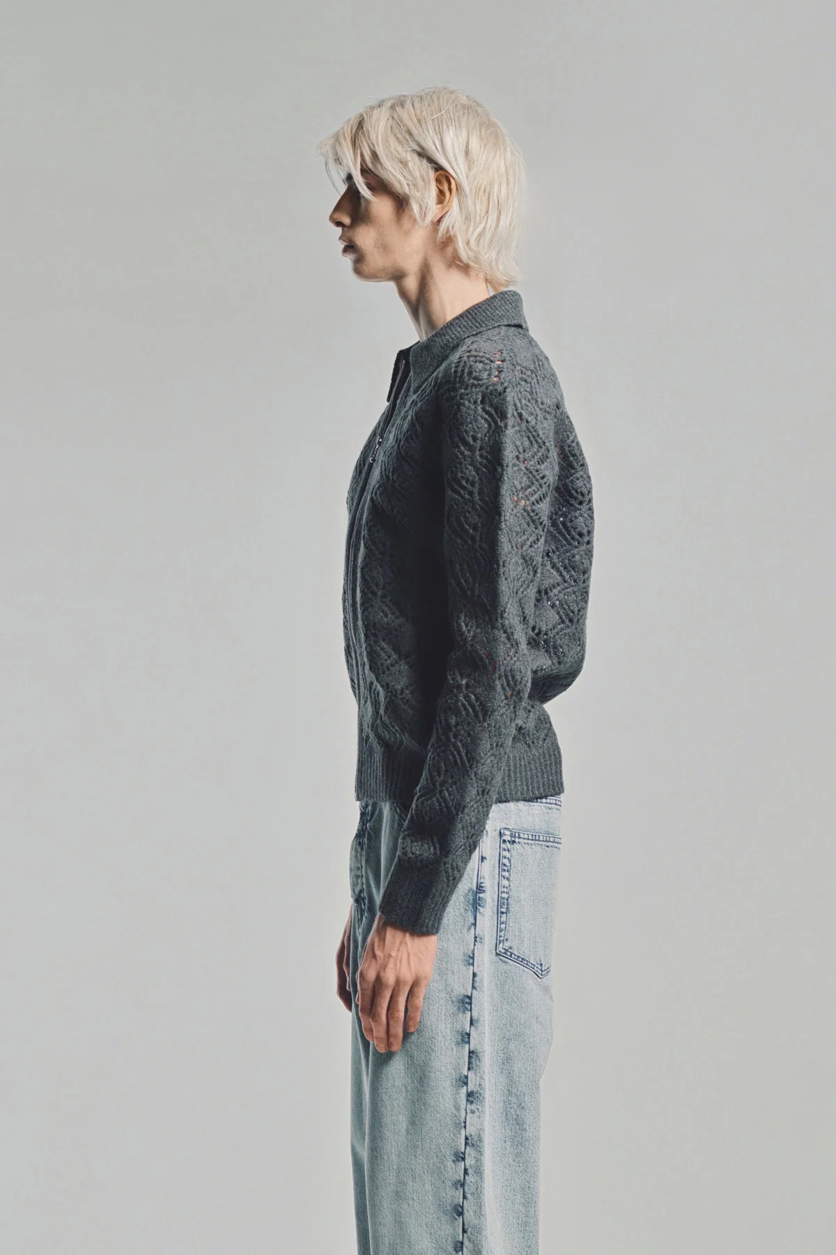 JIL SANDER | OPENWORK KNIT ZIP TOP - Image 3