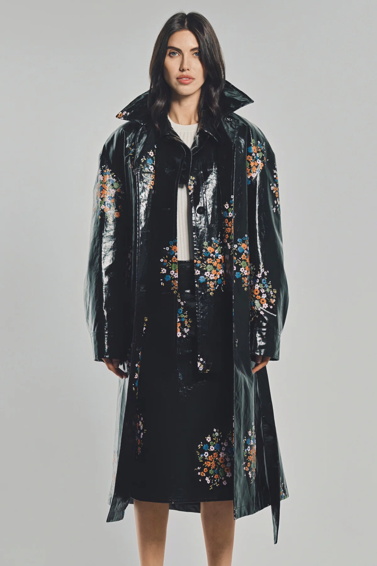 JIL SANDER | PATENT LINEN PRINTED TRENCH COAT - Image 2
