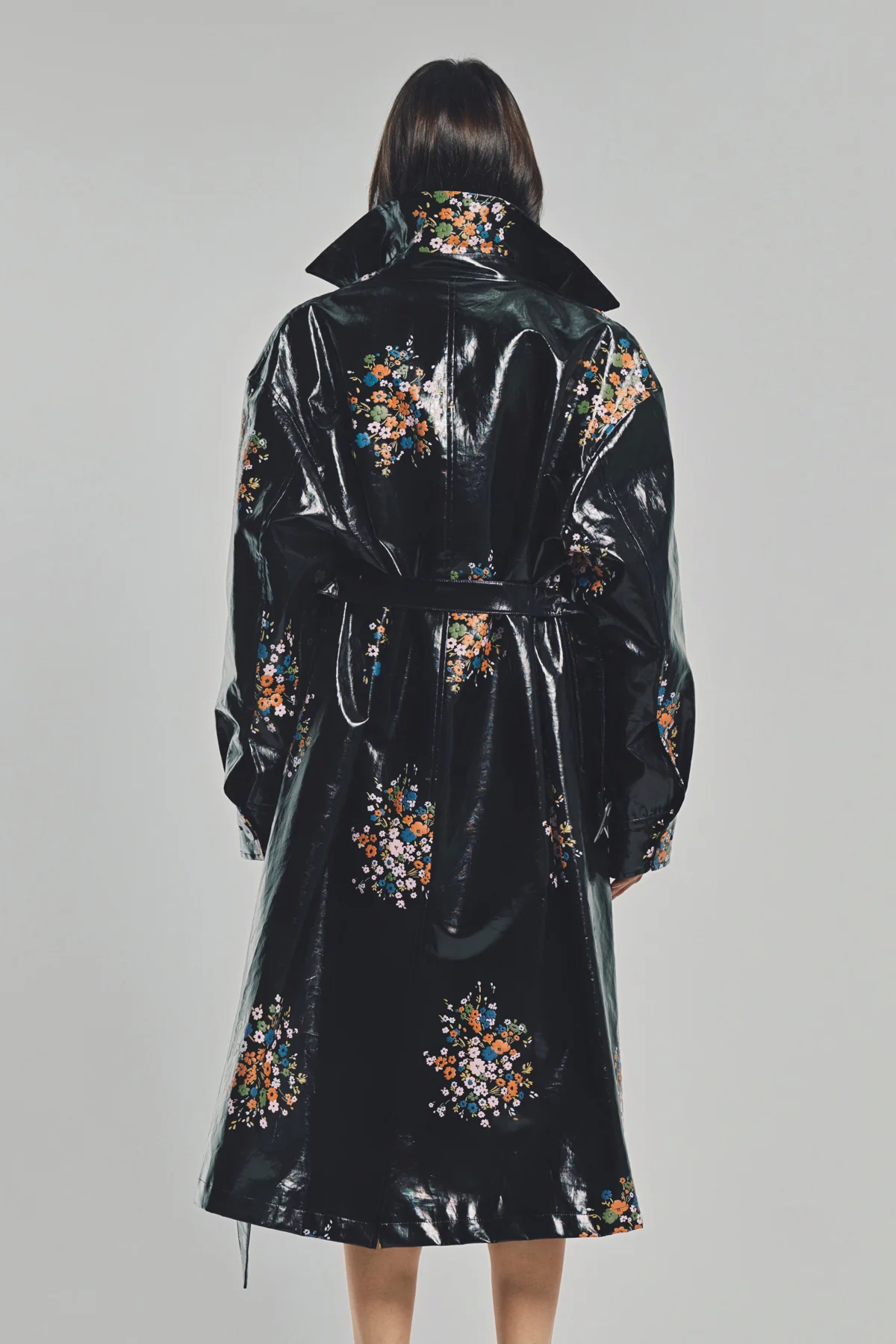 JIL SANDER | PATENT LINEN PRINTED TRENCH COAT - Image 4