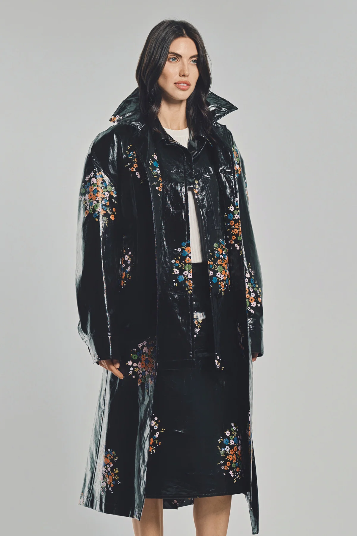 JIL SANDER | PATENT LINEN PRINTED TRENCH COAT - Image 5