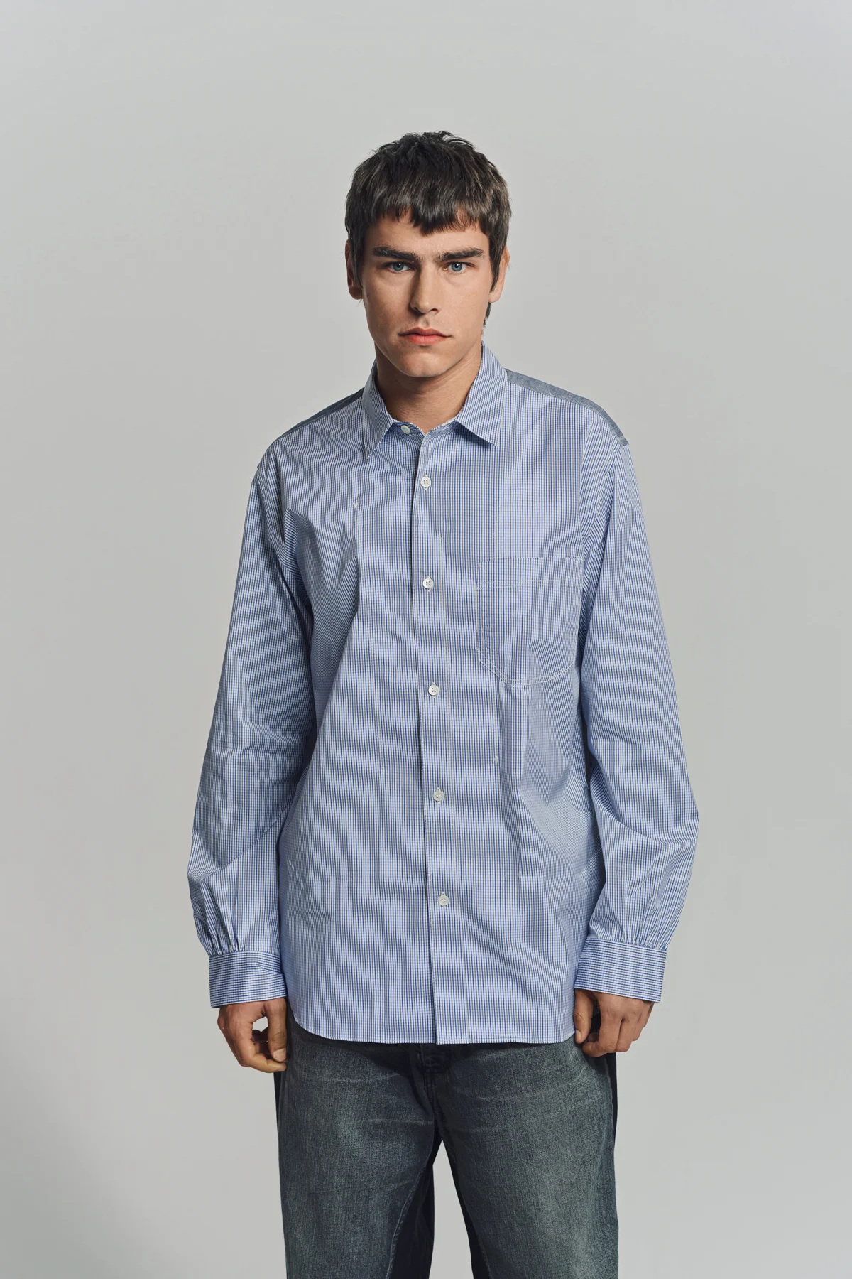 JUNYA WATANABE | CHECK CHAMBRAY LONG SLEEVE SHIRT - Image 2