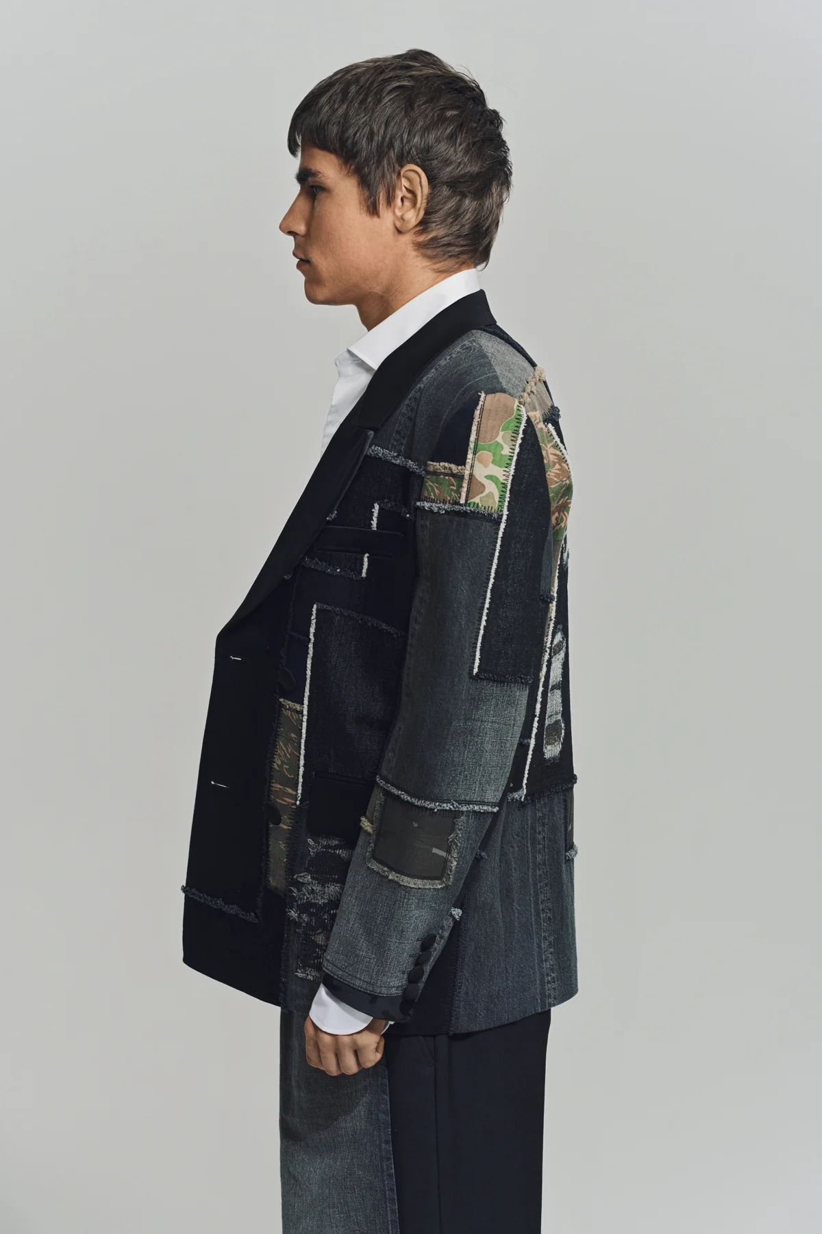 JUNYA WATANABE | DENIM FABRIC PATCHWORK BLAZER - Image 3