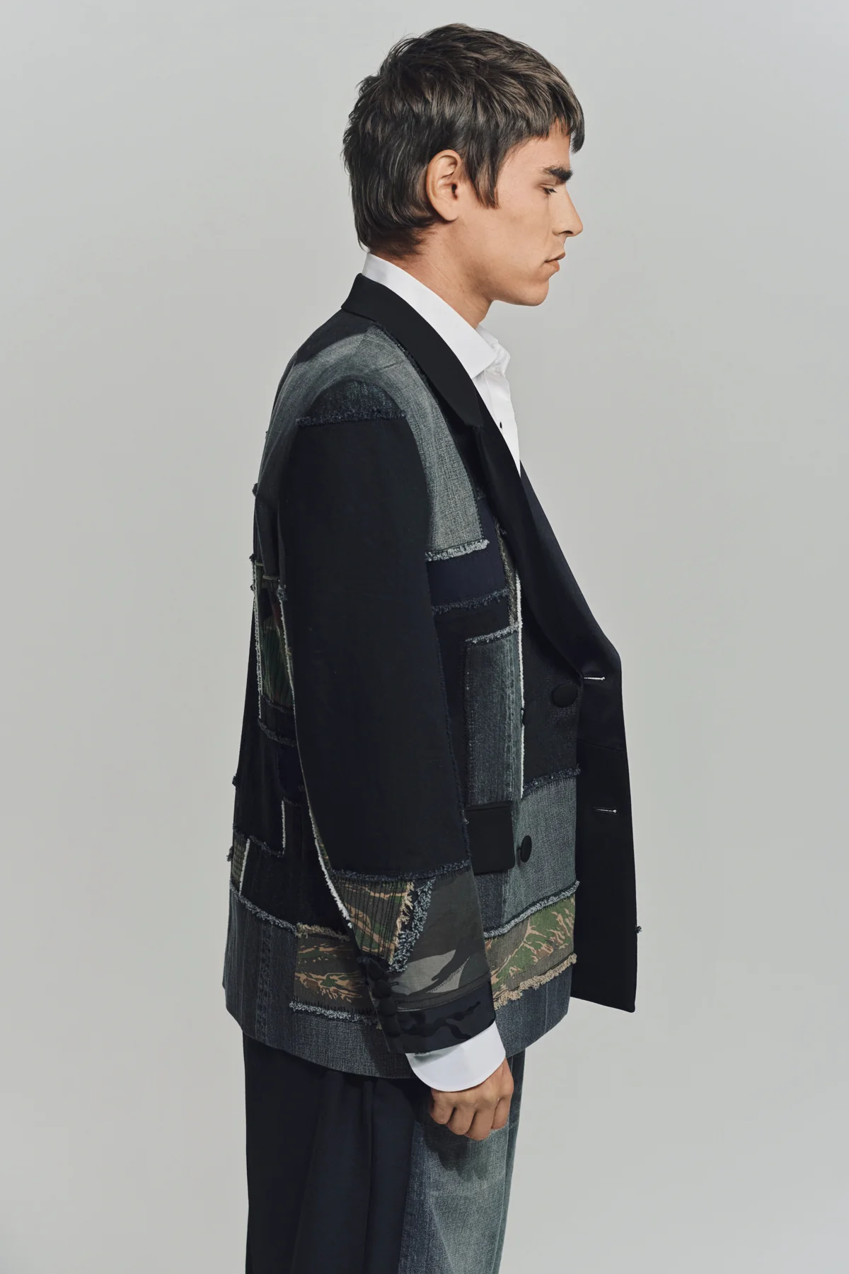 JUNYA WATANABE | DENIM FABRIC PATCHWORK BLAZER - Image 5