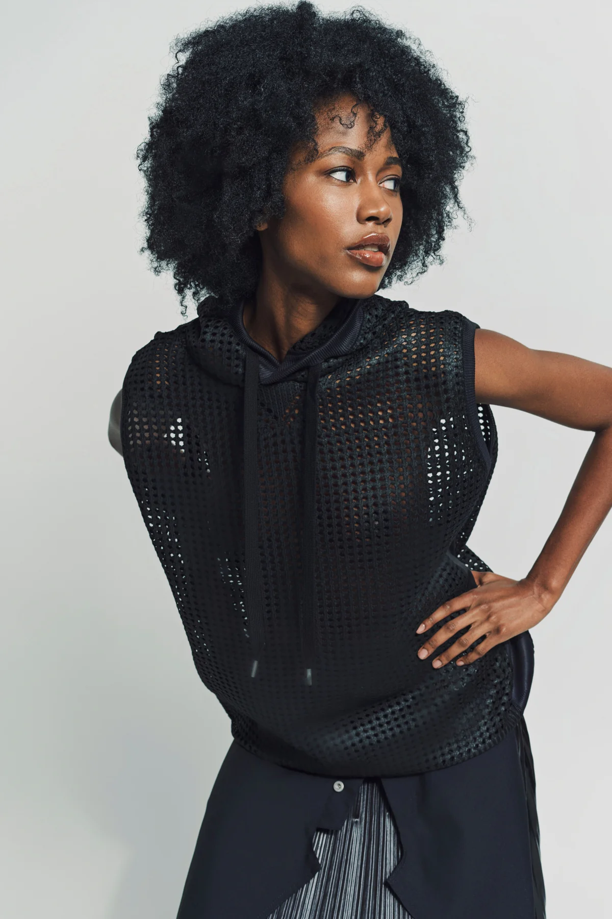 JUNYA WATANABE | SLEEVELESS MESH HOODIE - Image 2