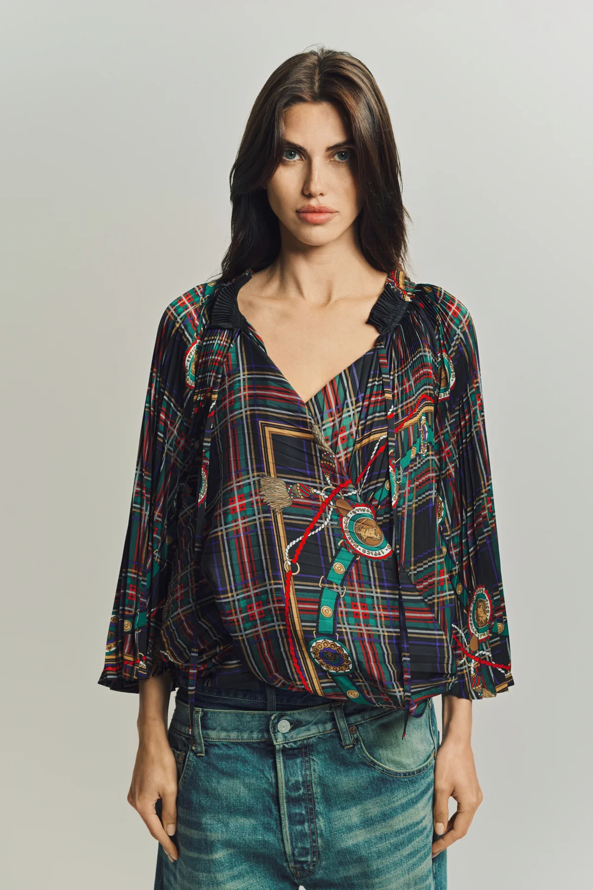 JUNYA WATANABE | TARTAN SCARF BLOUSE - Image 3