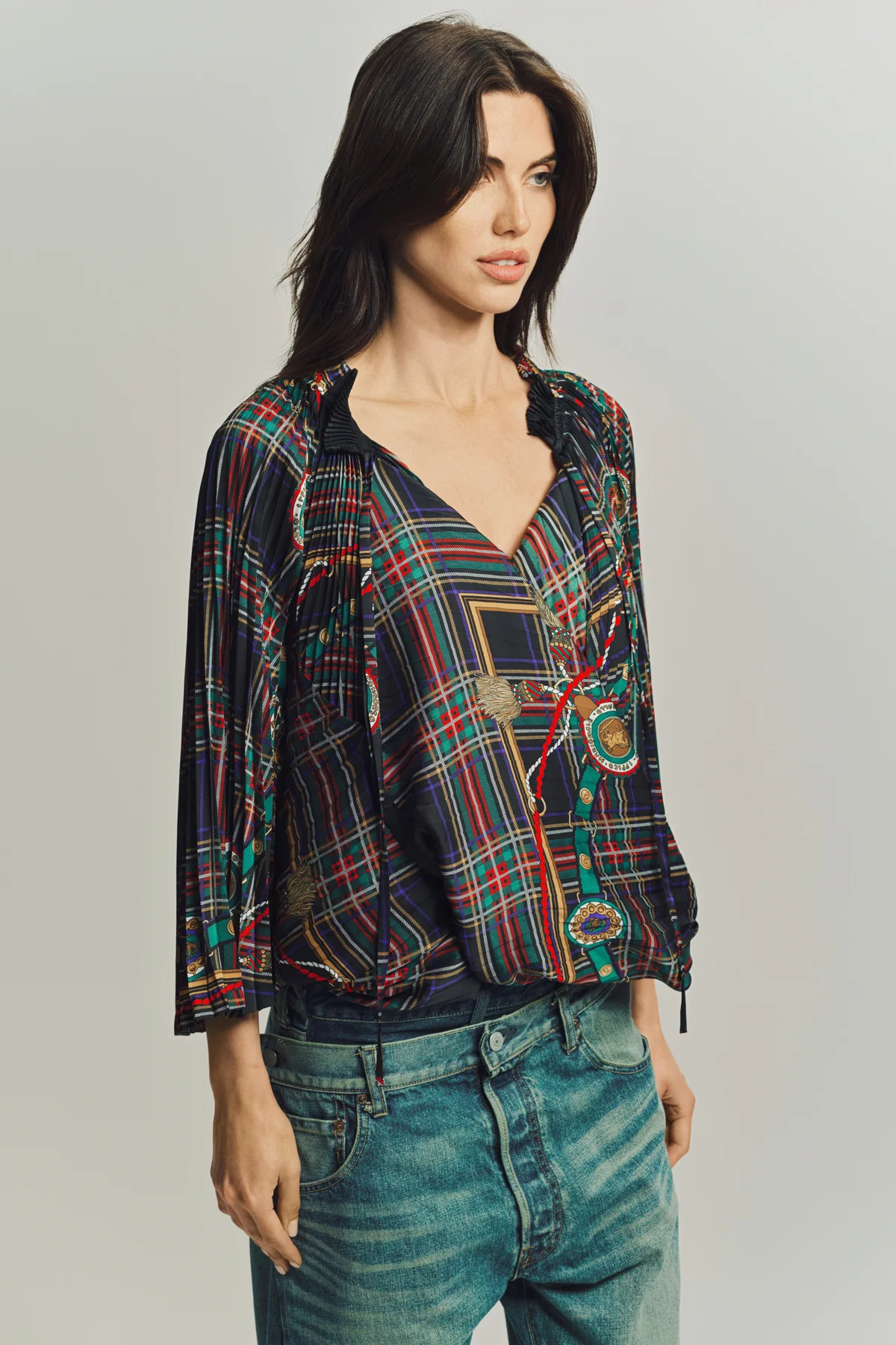 JUNYA WATANABE | TARTAN SCARF BLOUSE - Image 4