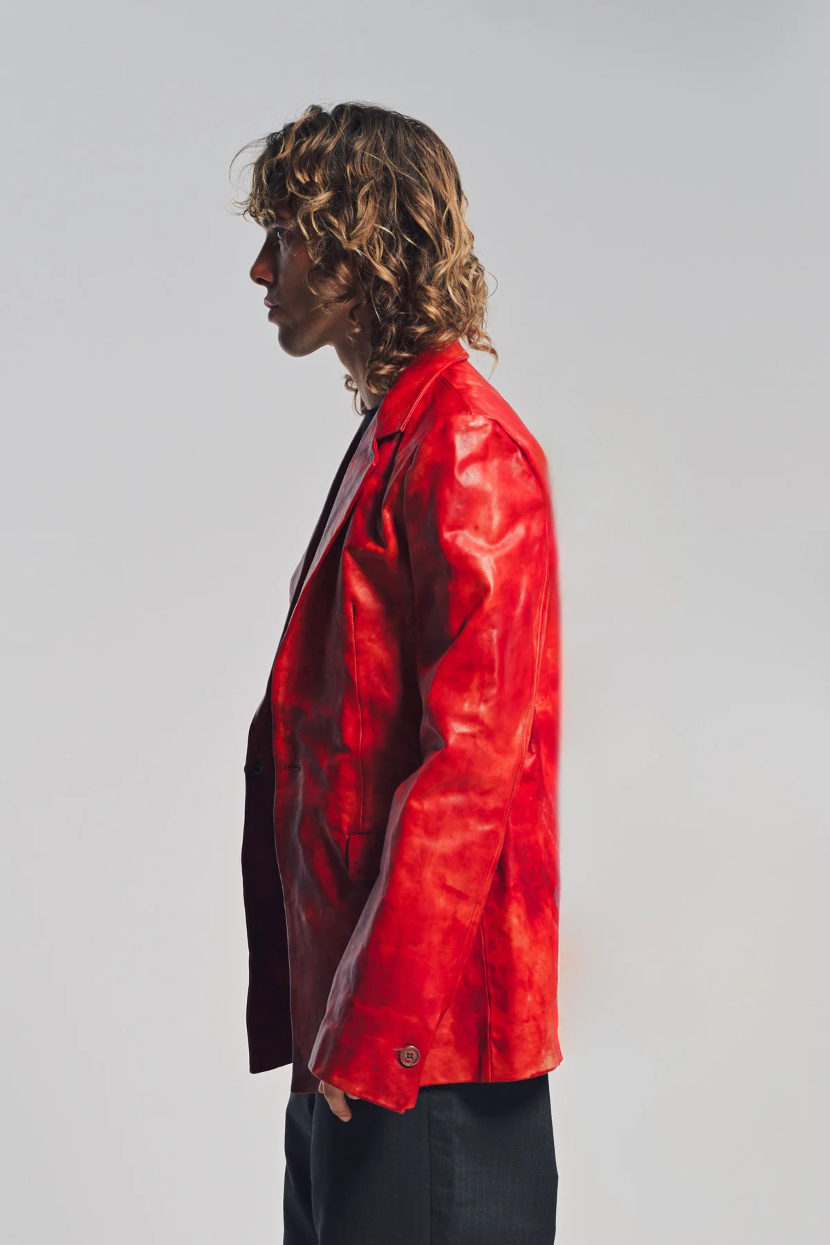K'ANG | ONE BUTTON LEATHER BLAZER - Image 3
