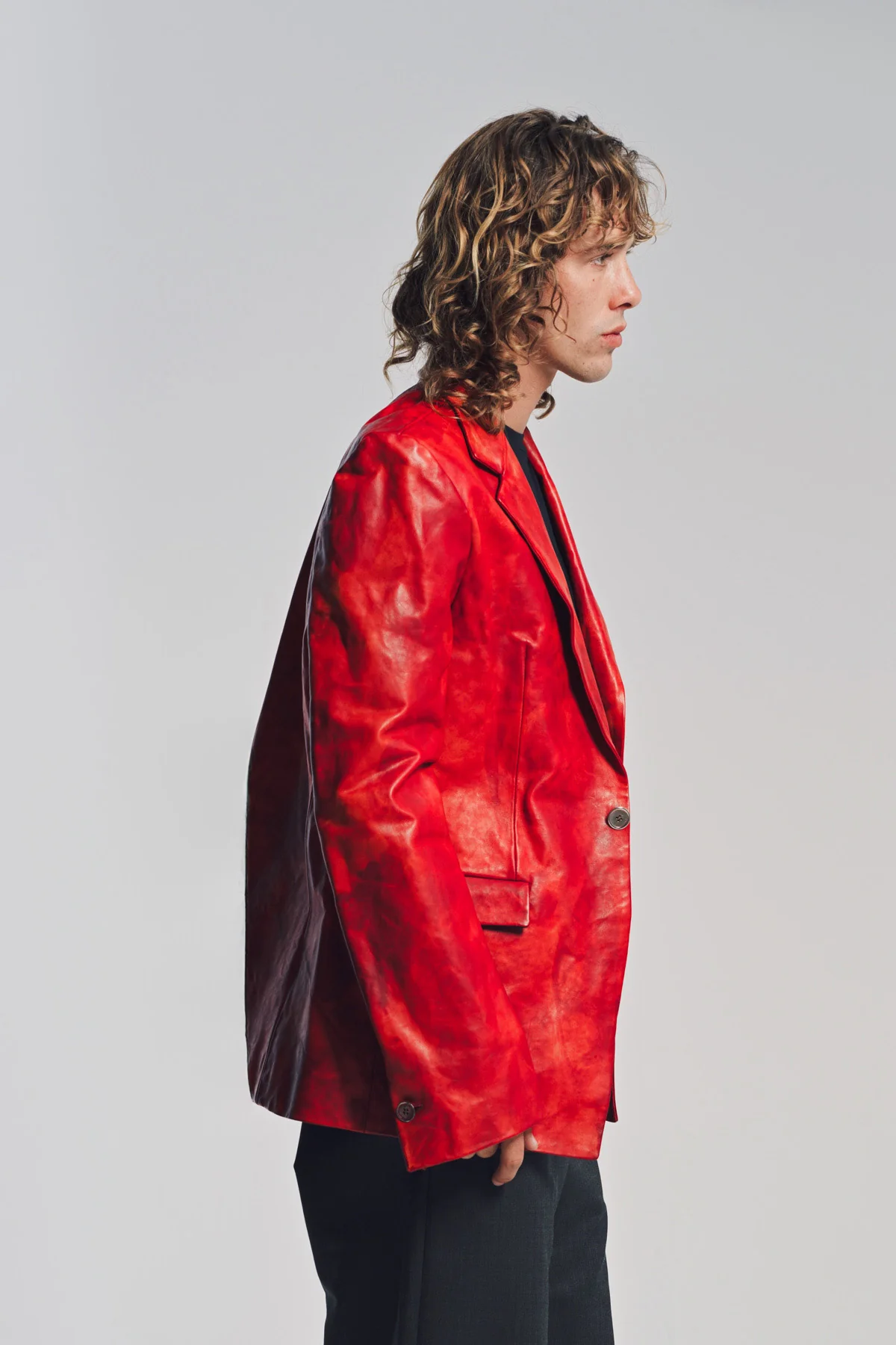K'ANG | ONE BUTTON LEATHER BLAZER - Image 5