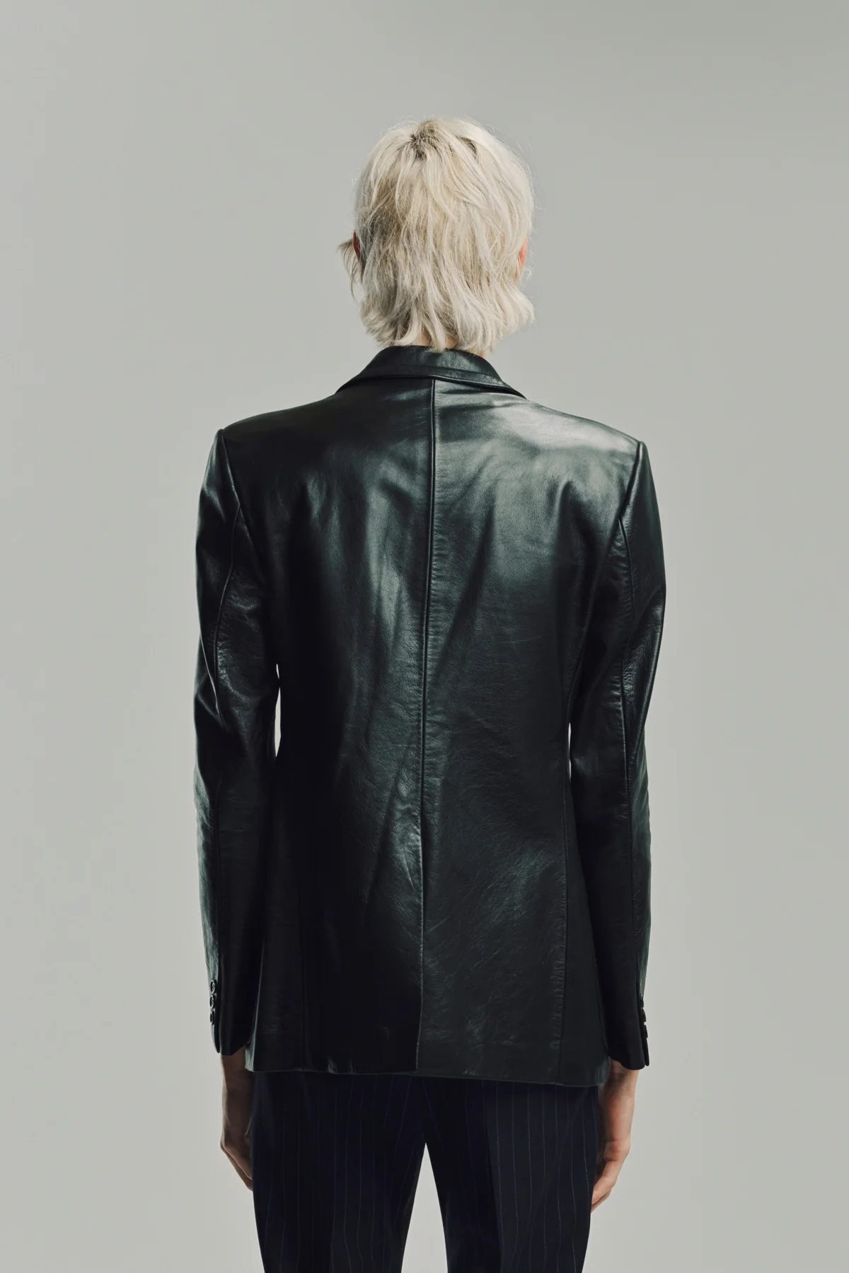 KYOSUKE KUNIMOTO | LEATHER NOTCH LAPEL BLAZER - Image 4