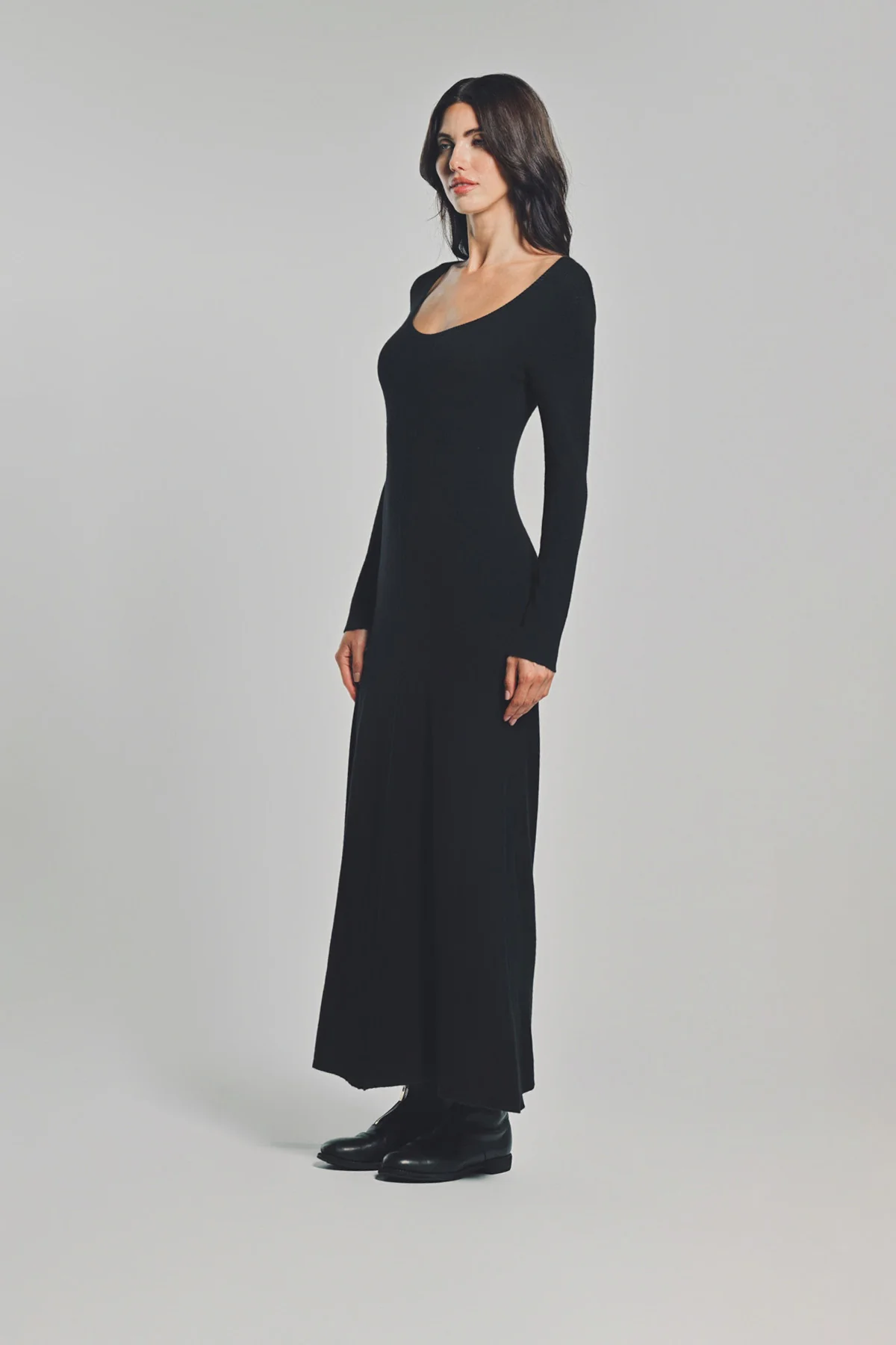 LARS ANDERSSON | SCOOPNECK LONG SLEEVE FLARE DRESS - Image 3