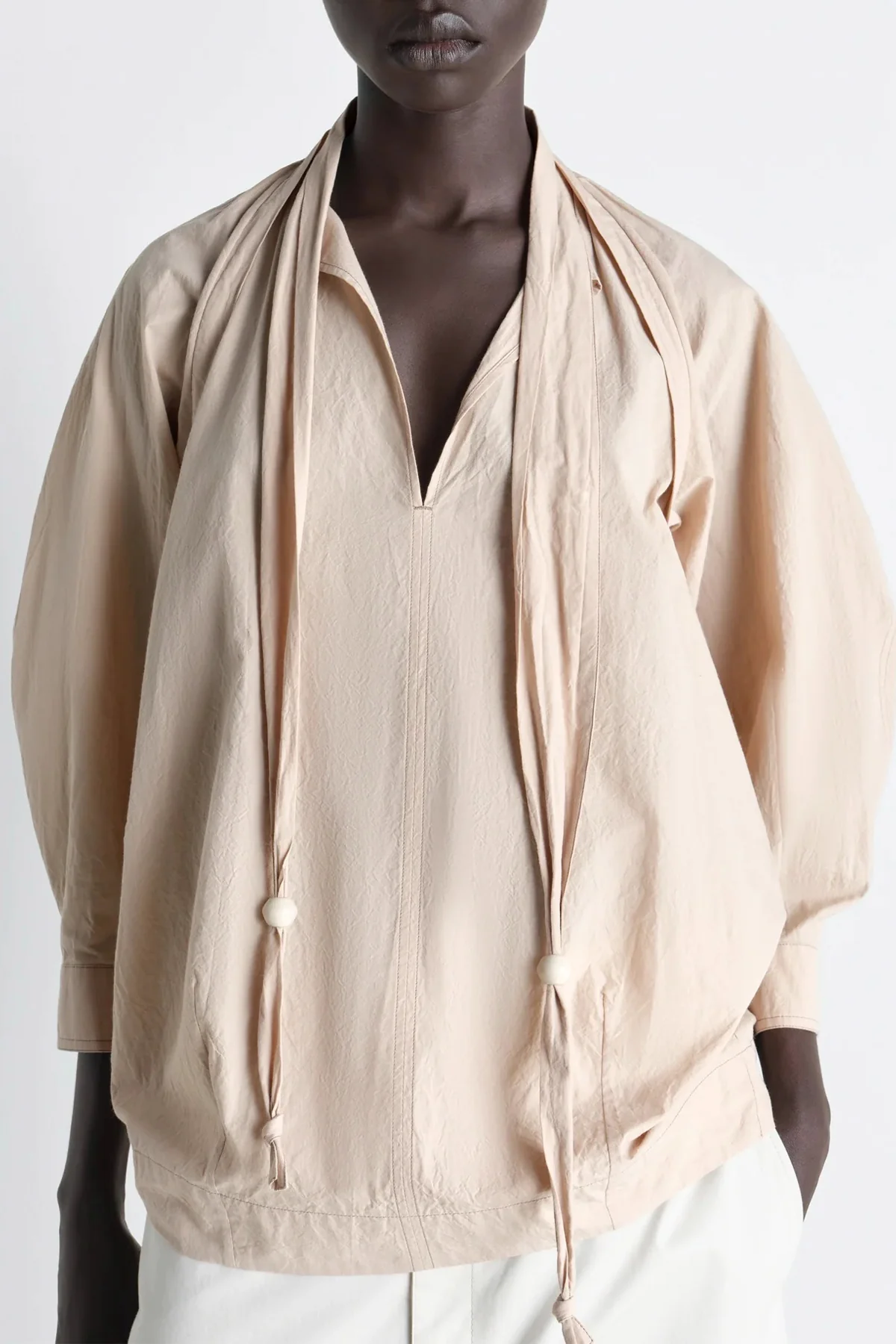 LEMAIRE | BLOUSE WITH SCARF IN CREPE COTTON - Image 3